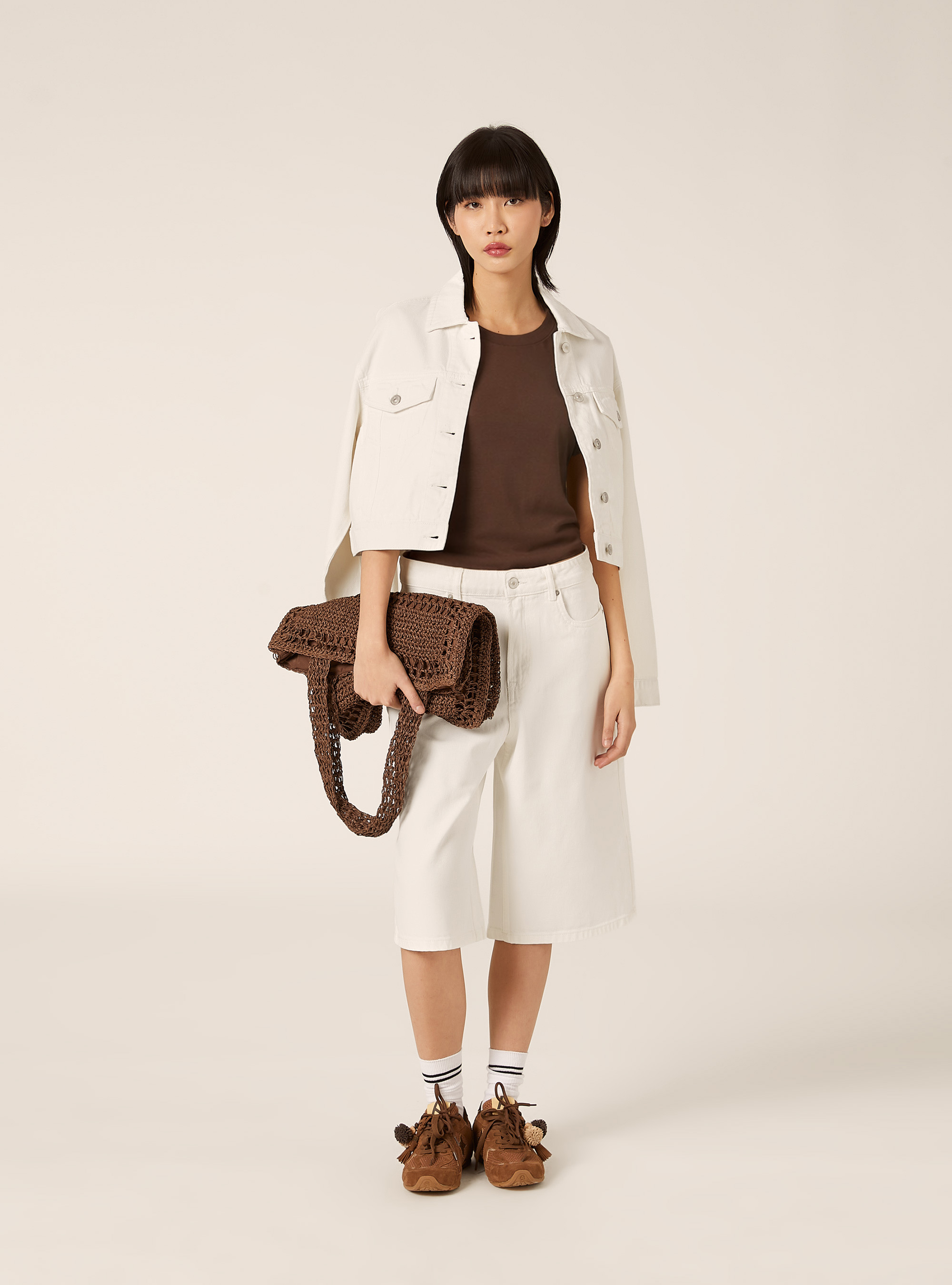 Chaqueta corta de sarga, WH1 OFF WHITE