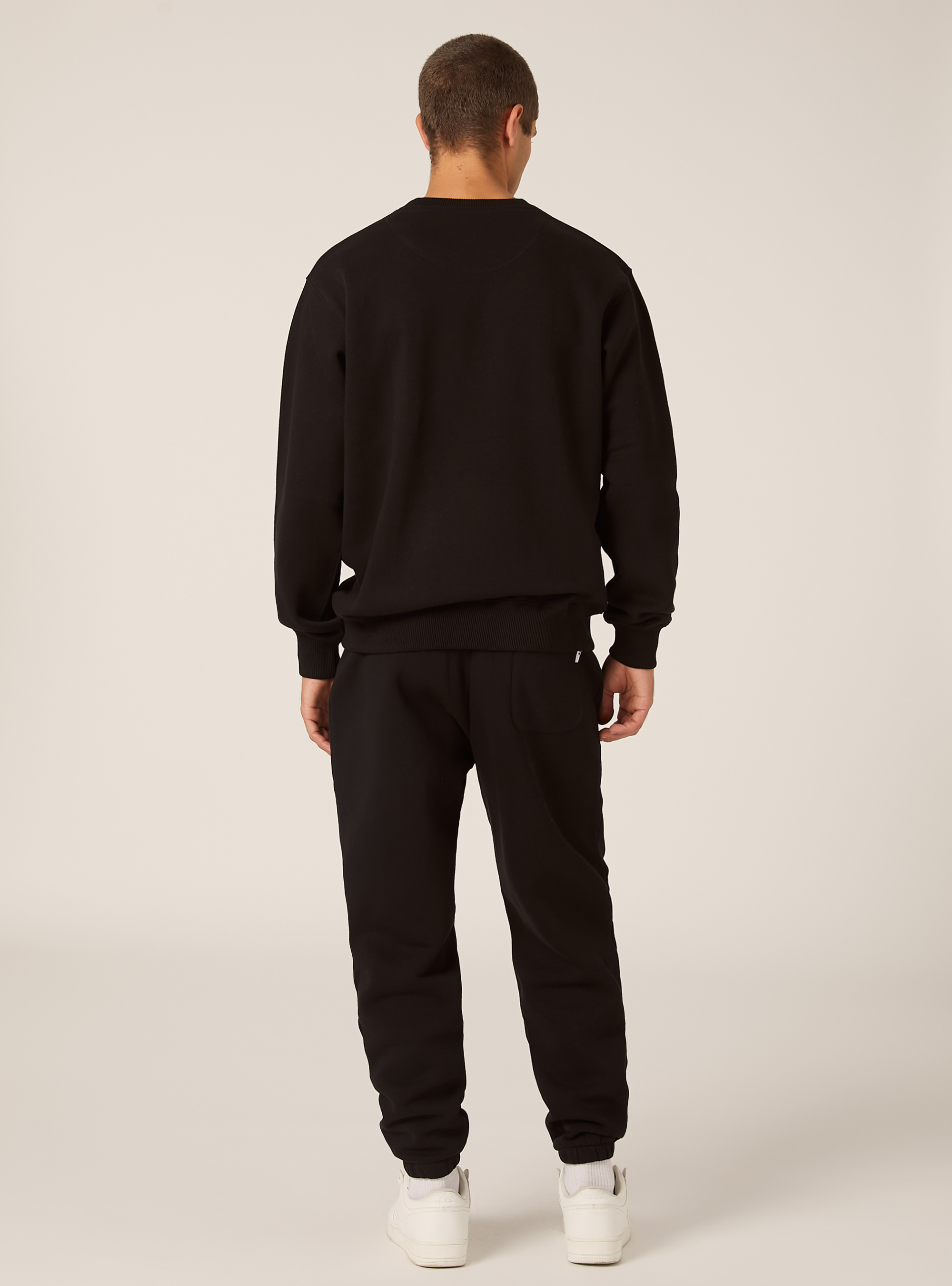 Sudadera de cuello redondo lisa, BK1 BLACK