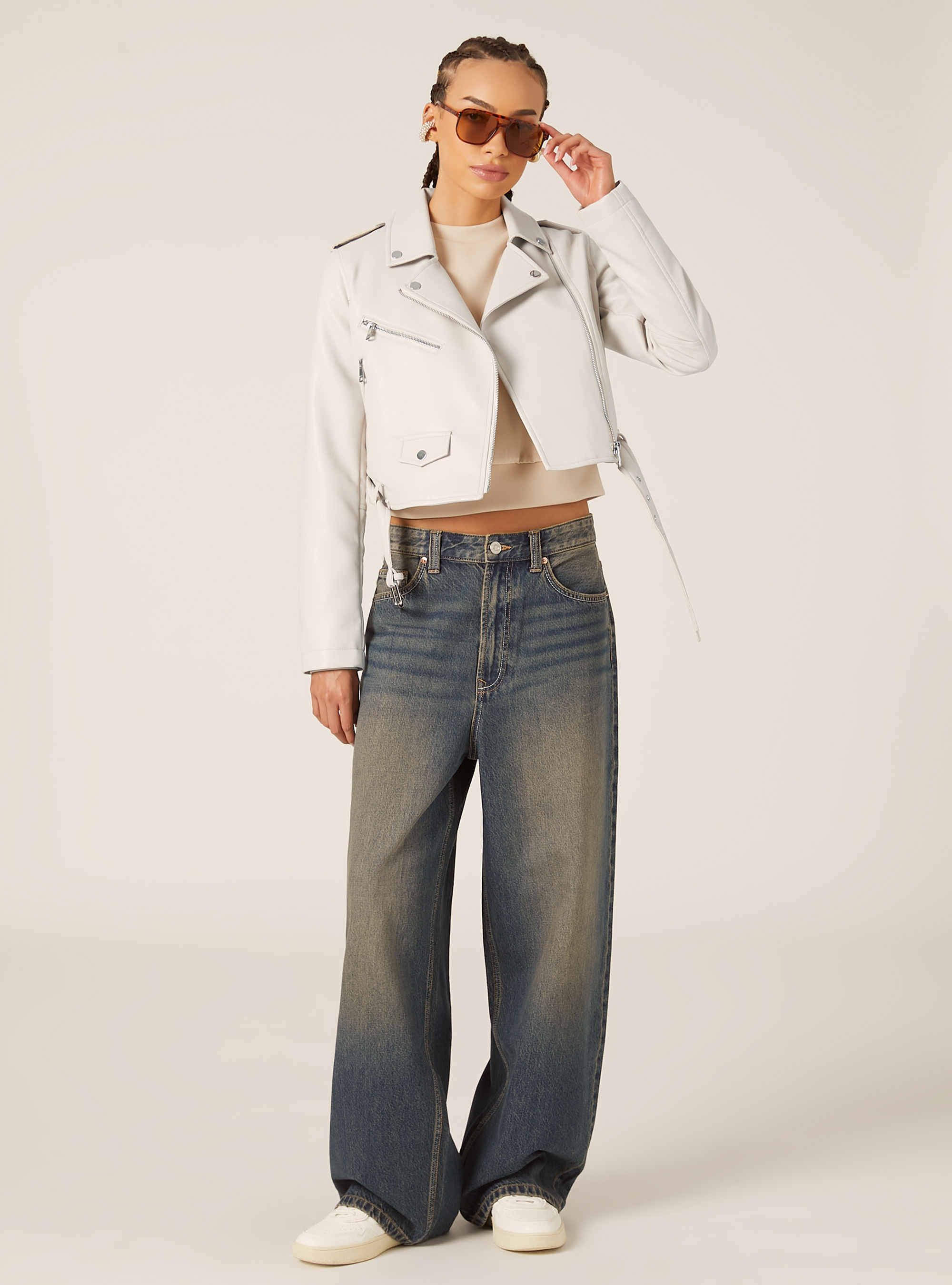 Chaqueta motera efecto piel, WH2 WHITE