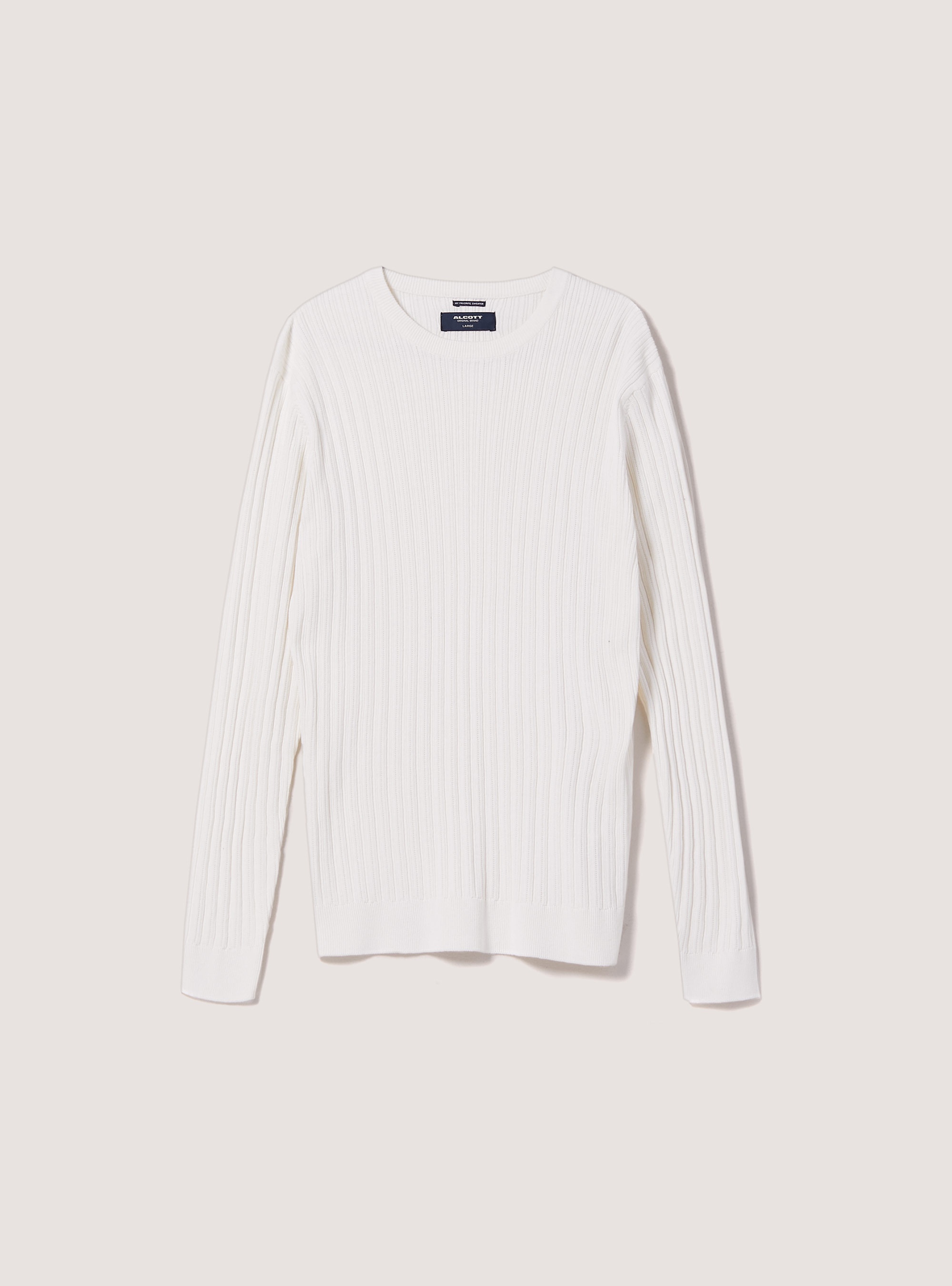 Crew-neck pullover with texture, WH2 WHITE