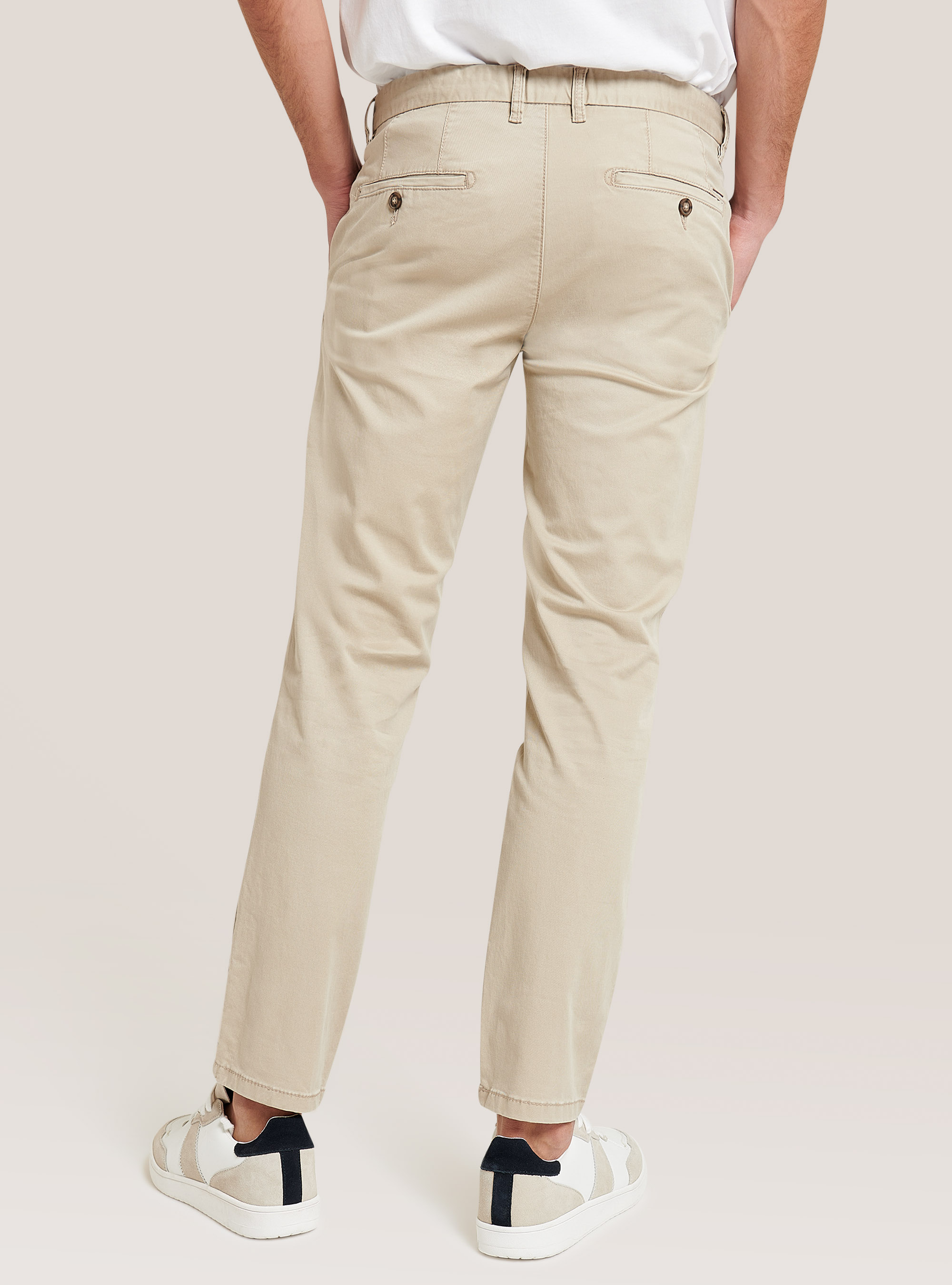 Pantalon en coton sergé stretch, C141 CREAM