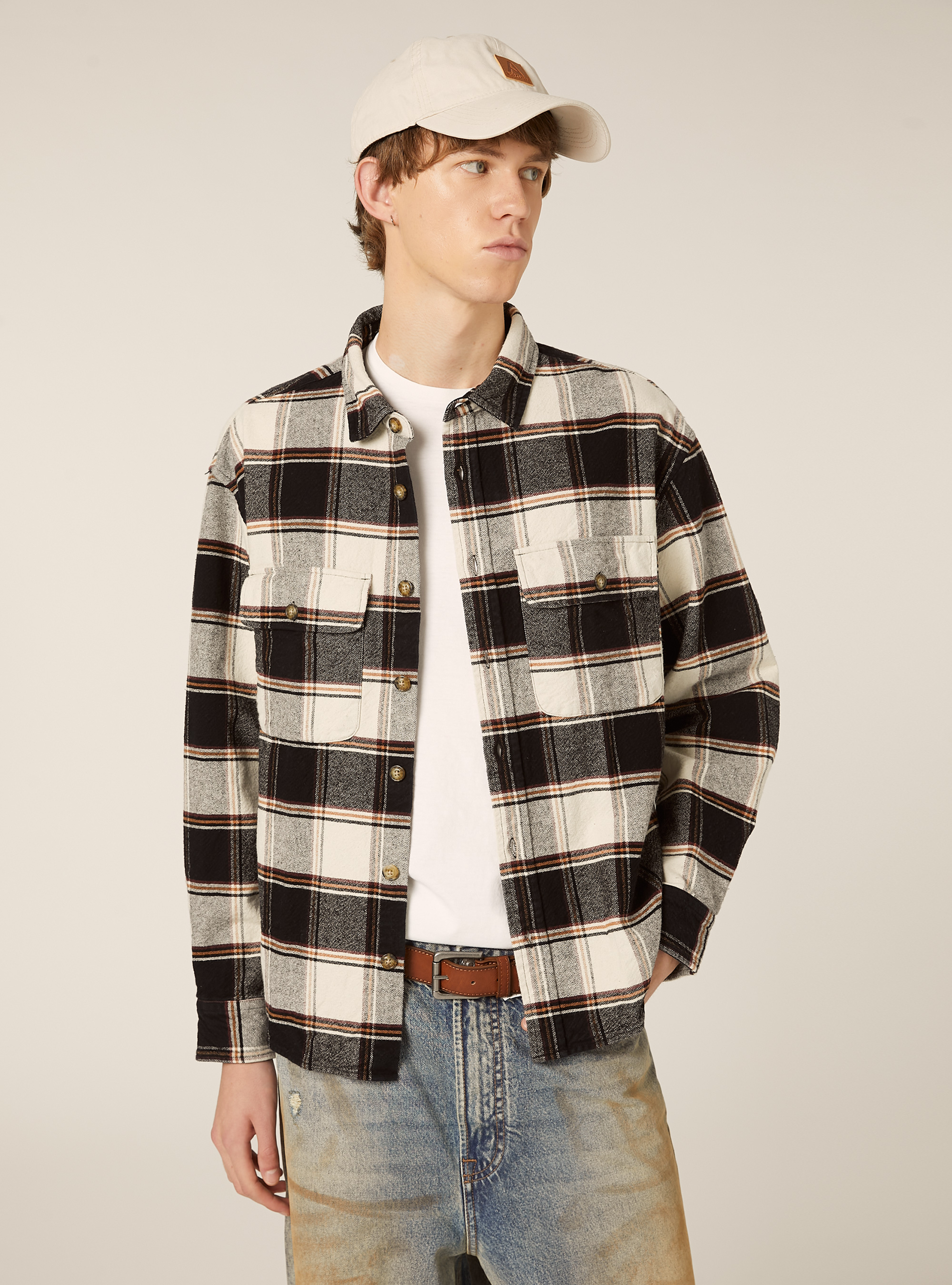 Camicia flanella quadri, BK1 BLACK