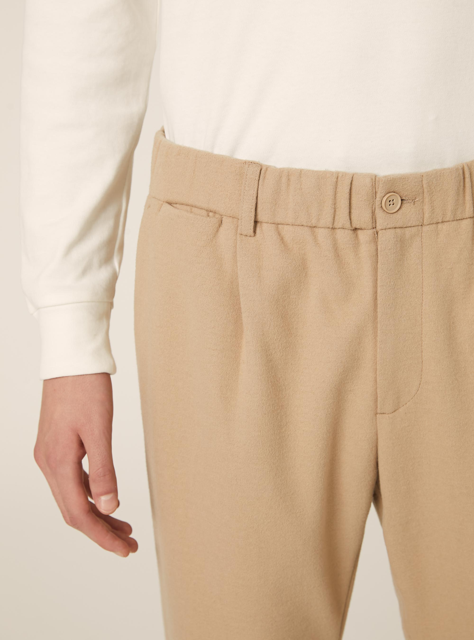 Pantalones con pinzas Efecto franela, BG2 BEIGE MEDIUM