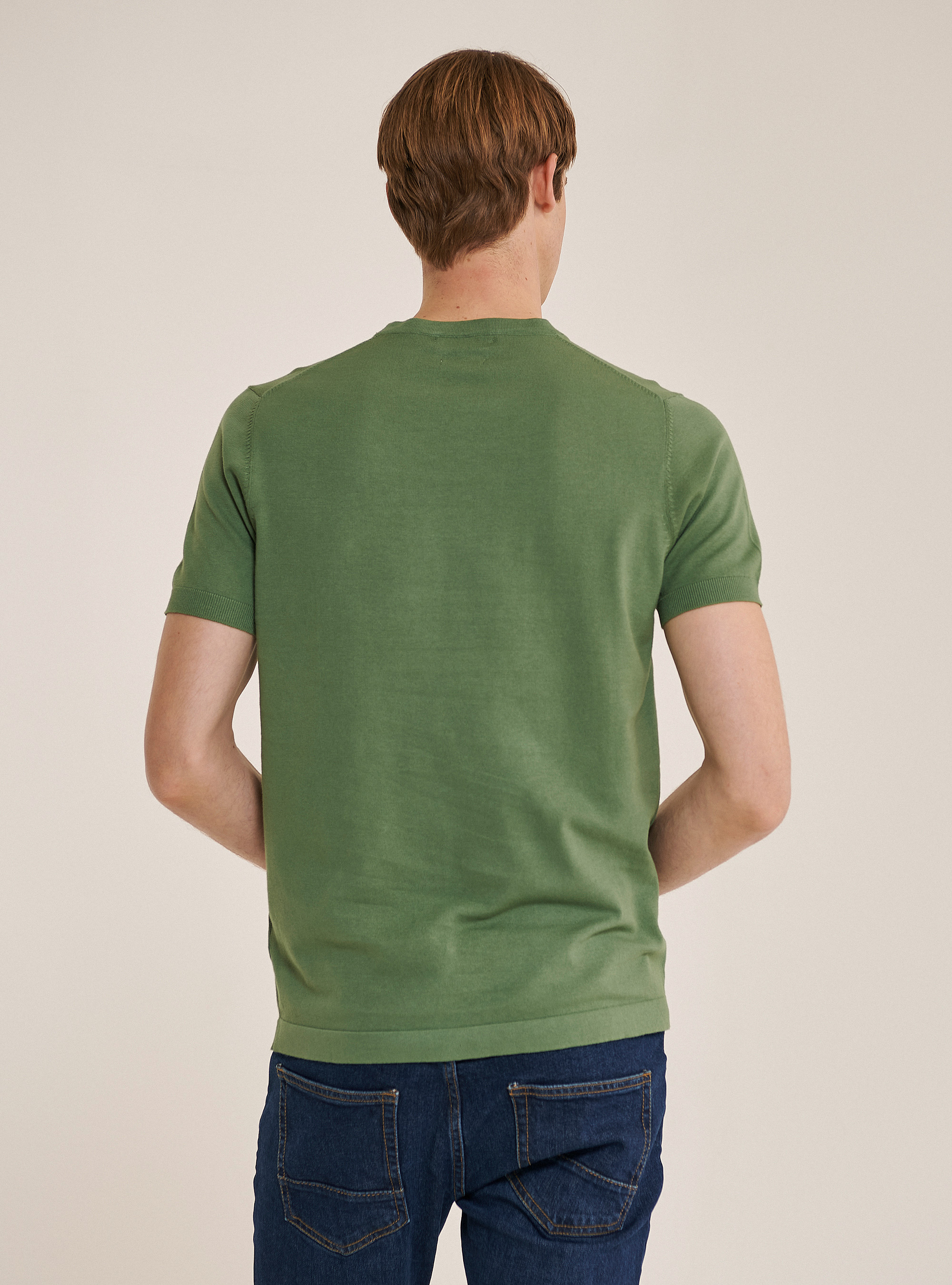 Short-sleeved cotton pullover, C6597 KAKY