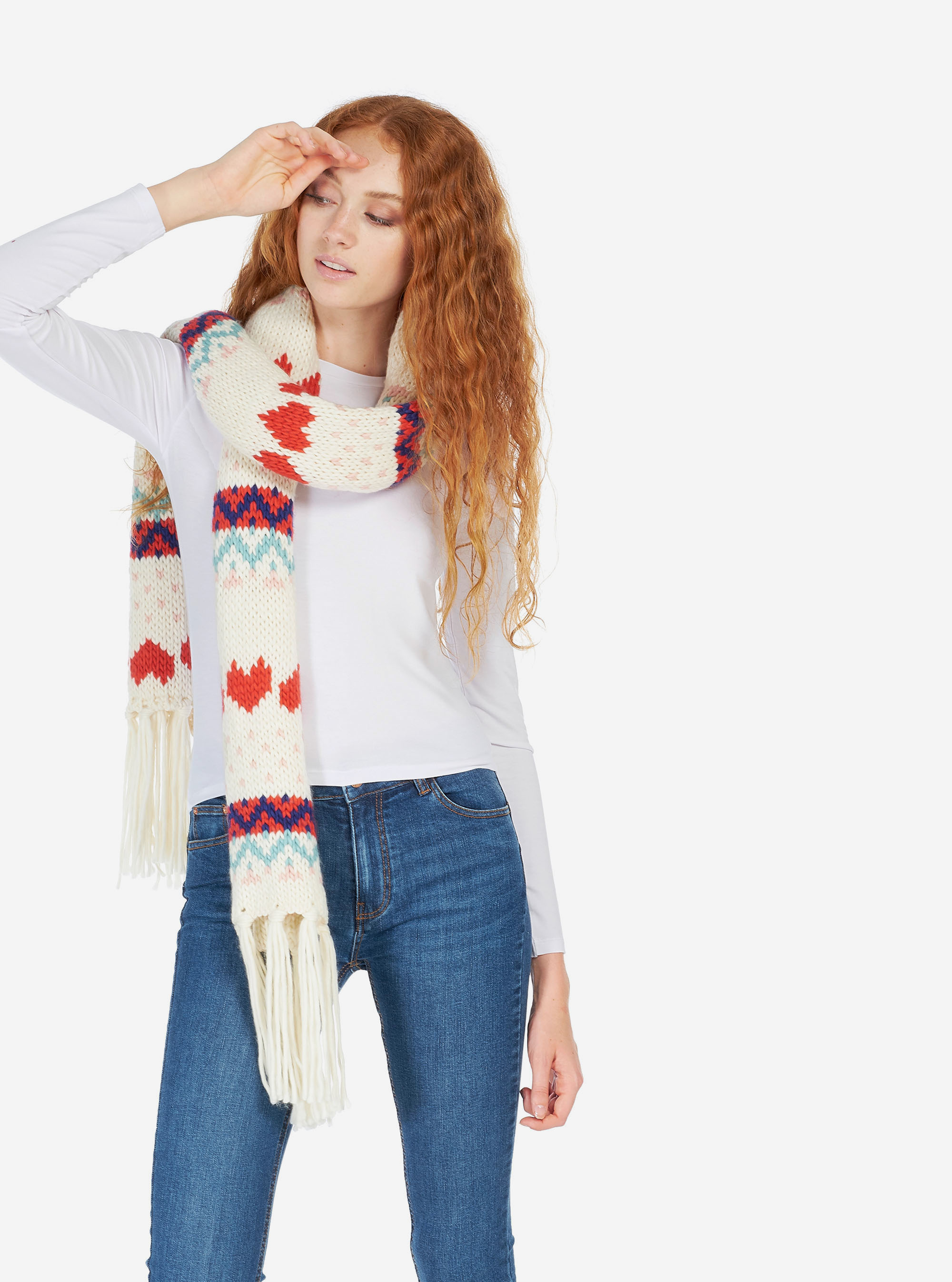 FRINGED PRINTED SCARF, MULTICOLOR