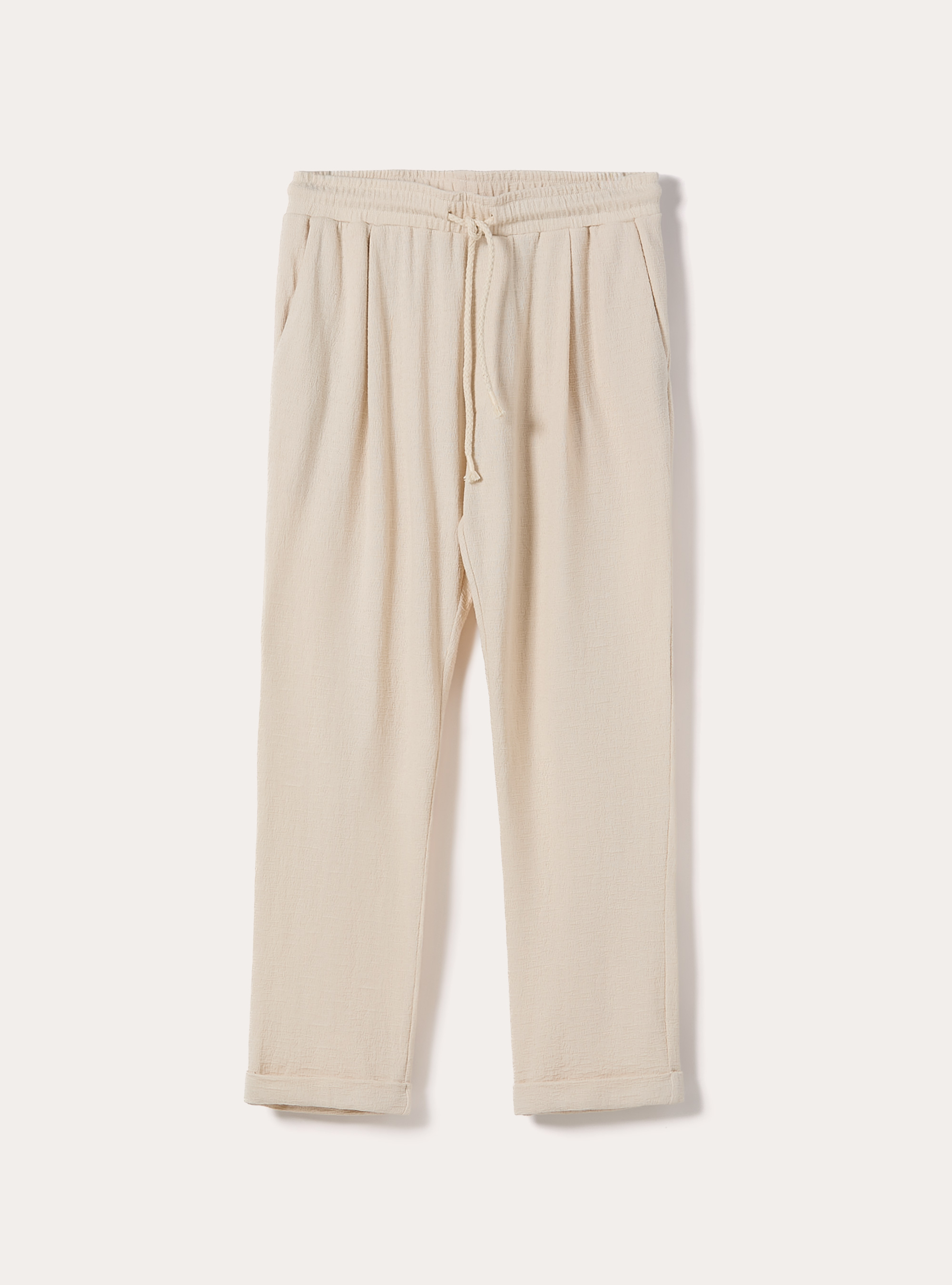 Pantaloni con  elastico in vita in jersey texture, BG2 BEIGE MEDIUM
