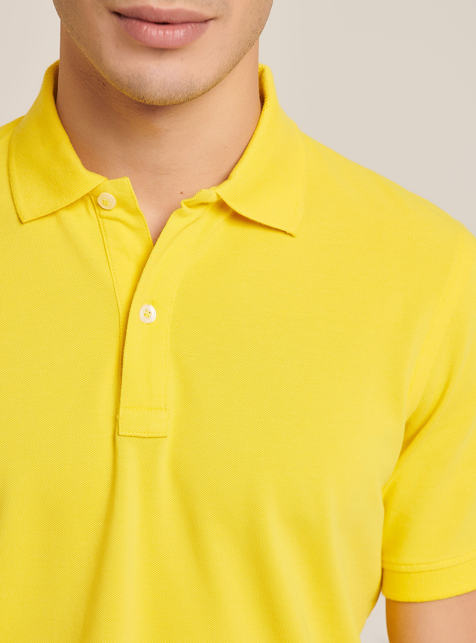 Basic cotton polo shirt, YELLOW