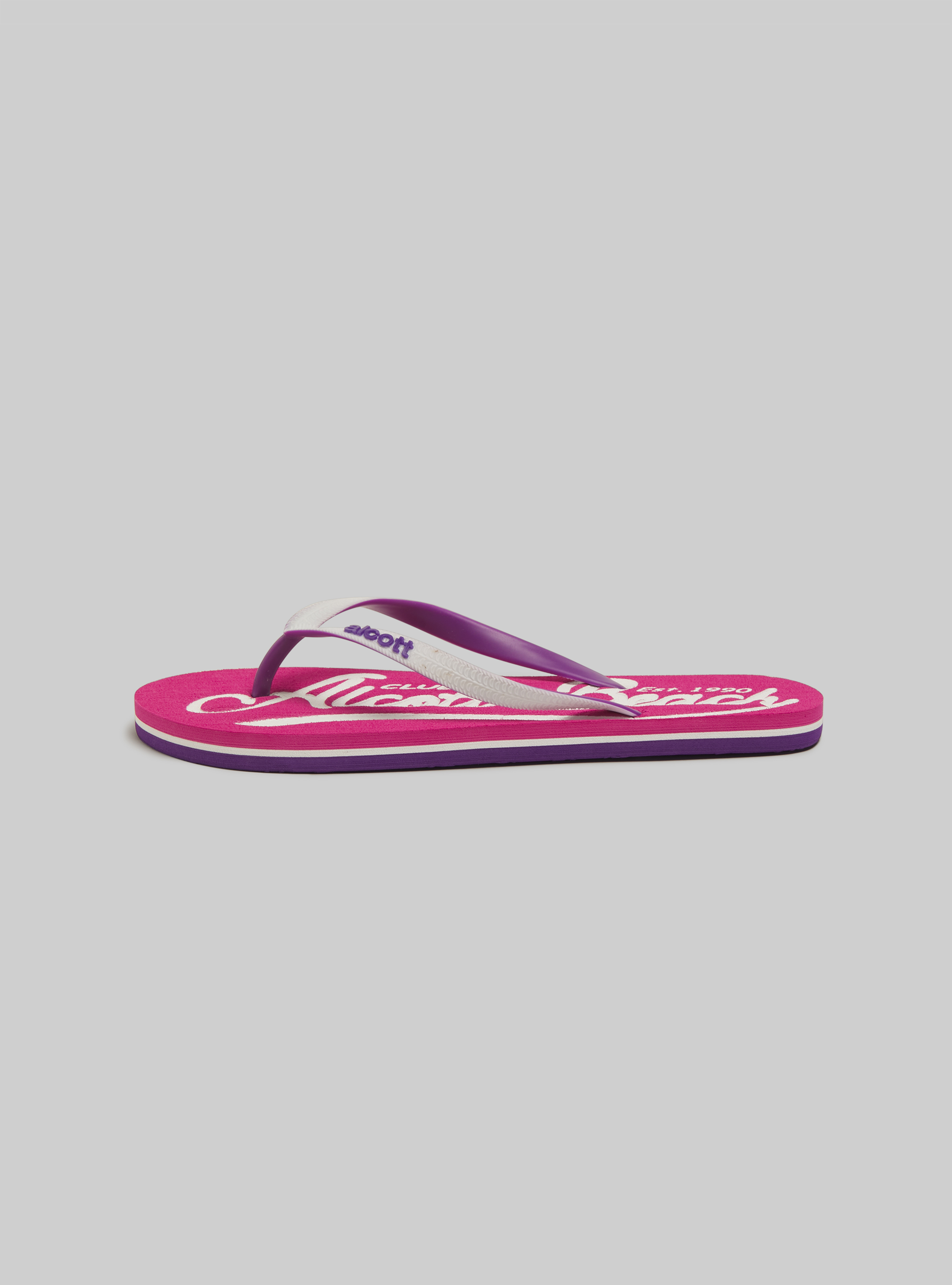 Flip-flops with logo, FUXIA