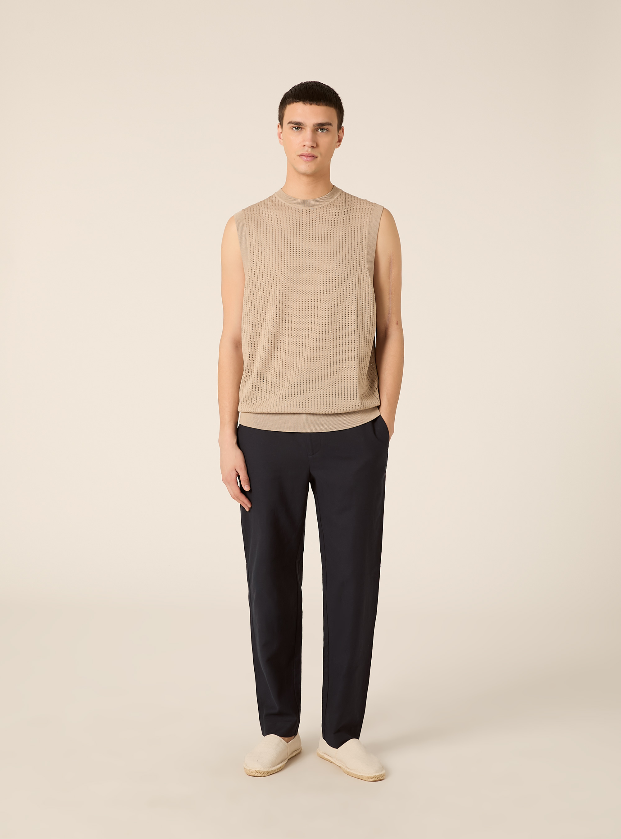 Gilet regular fit in maglia, MBG3 BEIGE MEL LIGHT