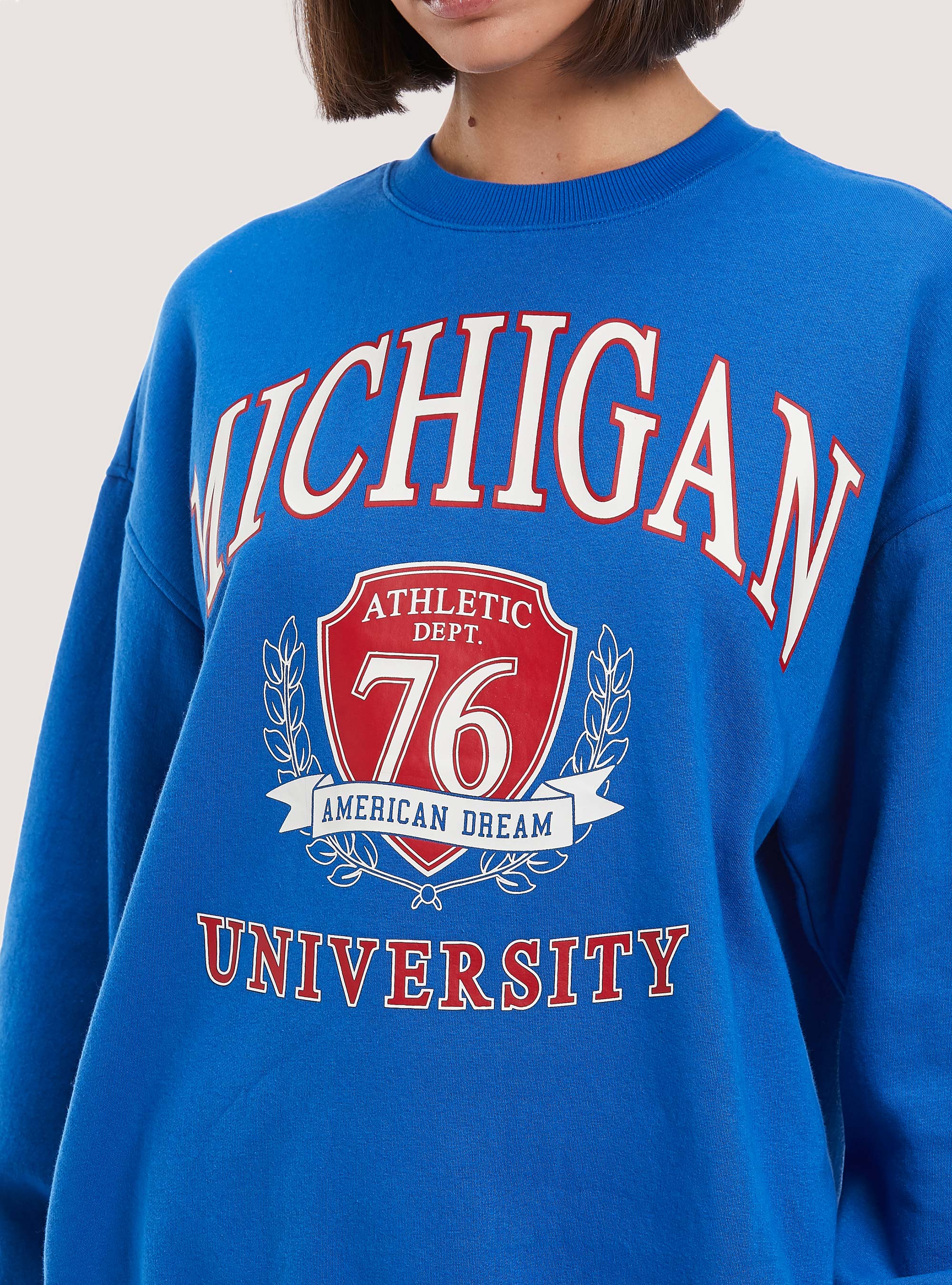 Felpa con stampa college oversize, RY3 LIGHT ROYALE