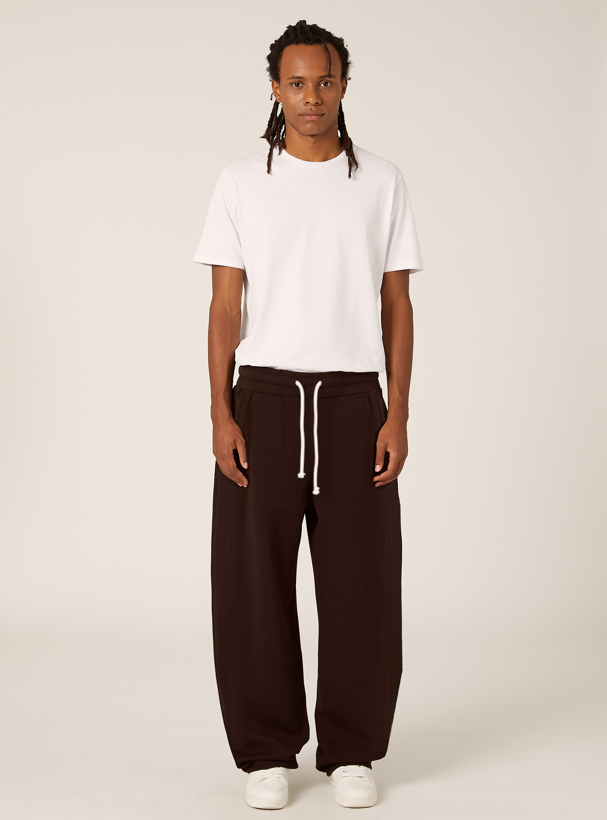 Barrel fit fleece trousers, BR1 BROWN DARK