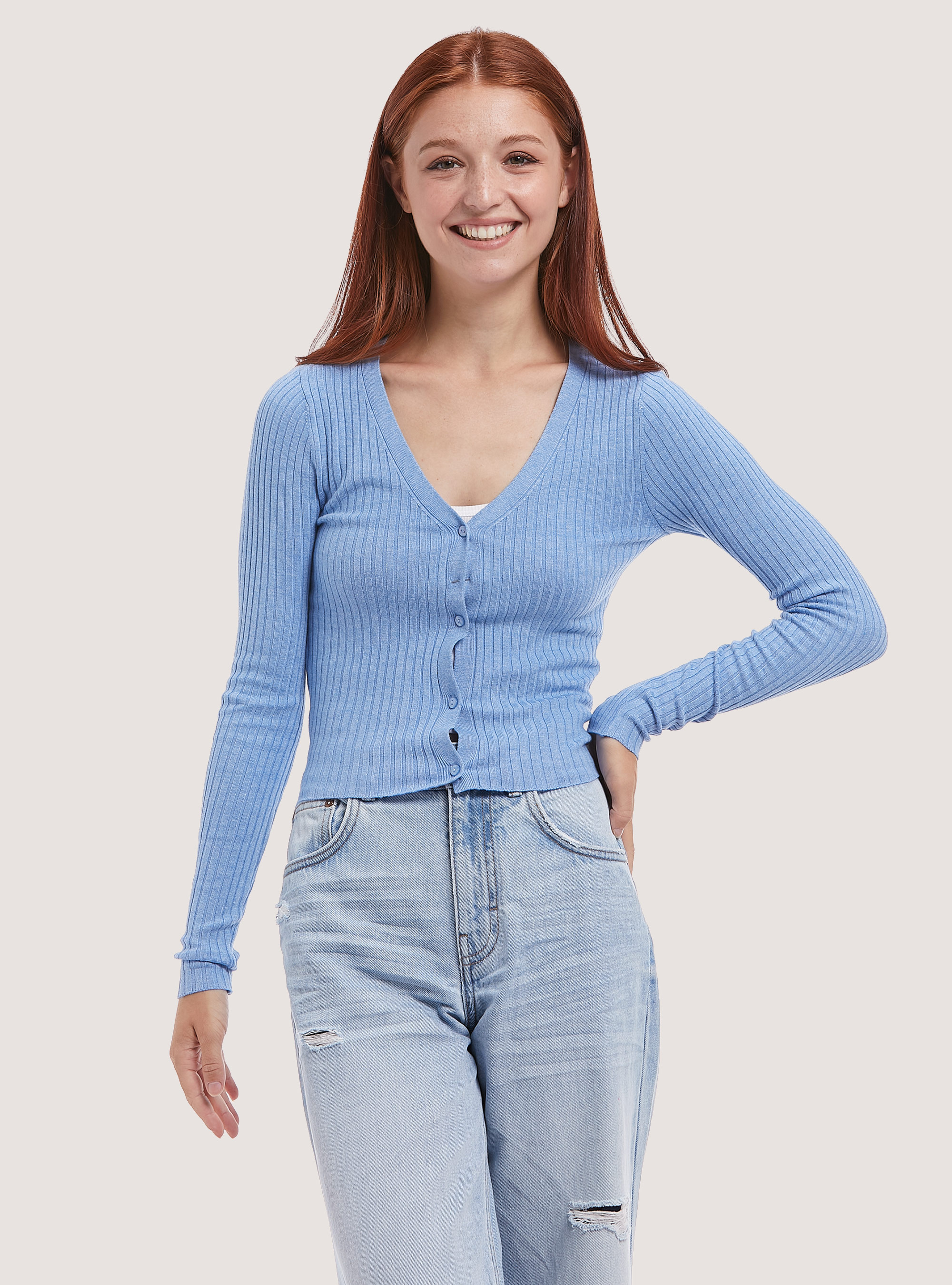 Jersey de punto acanalado, MAZ2 AZURE MEL MEDIUM