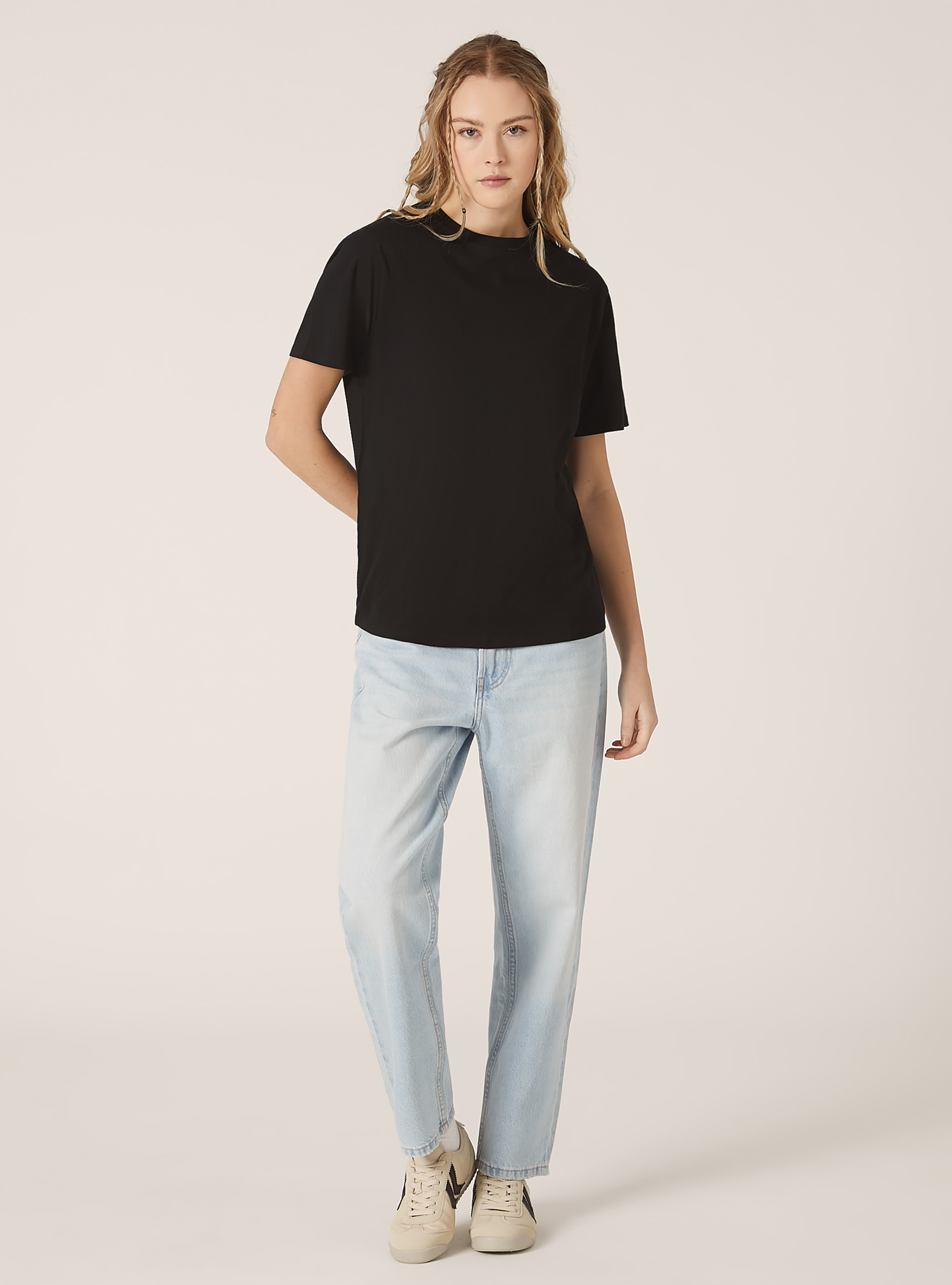 Crew-neck cotton T-shirt, BK1 BLACK