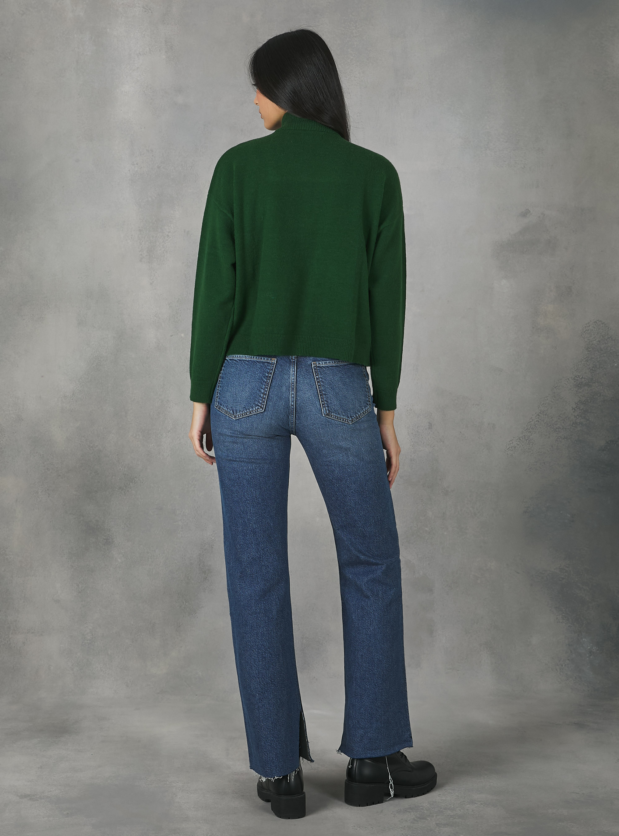 Half-neck pullover with zip, GN1 GREEN DARK