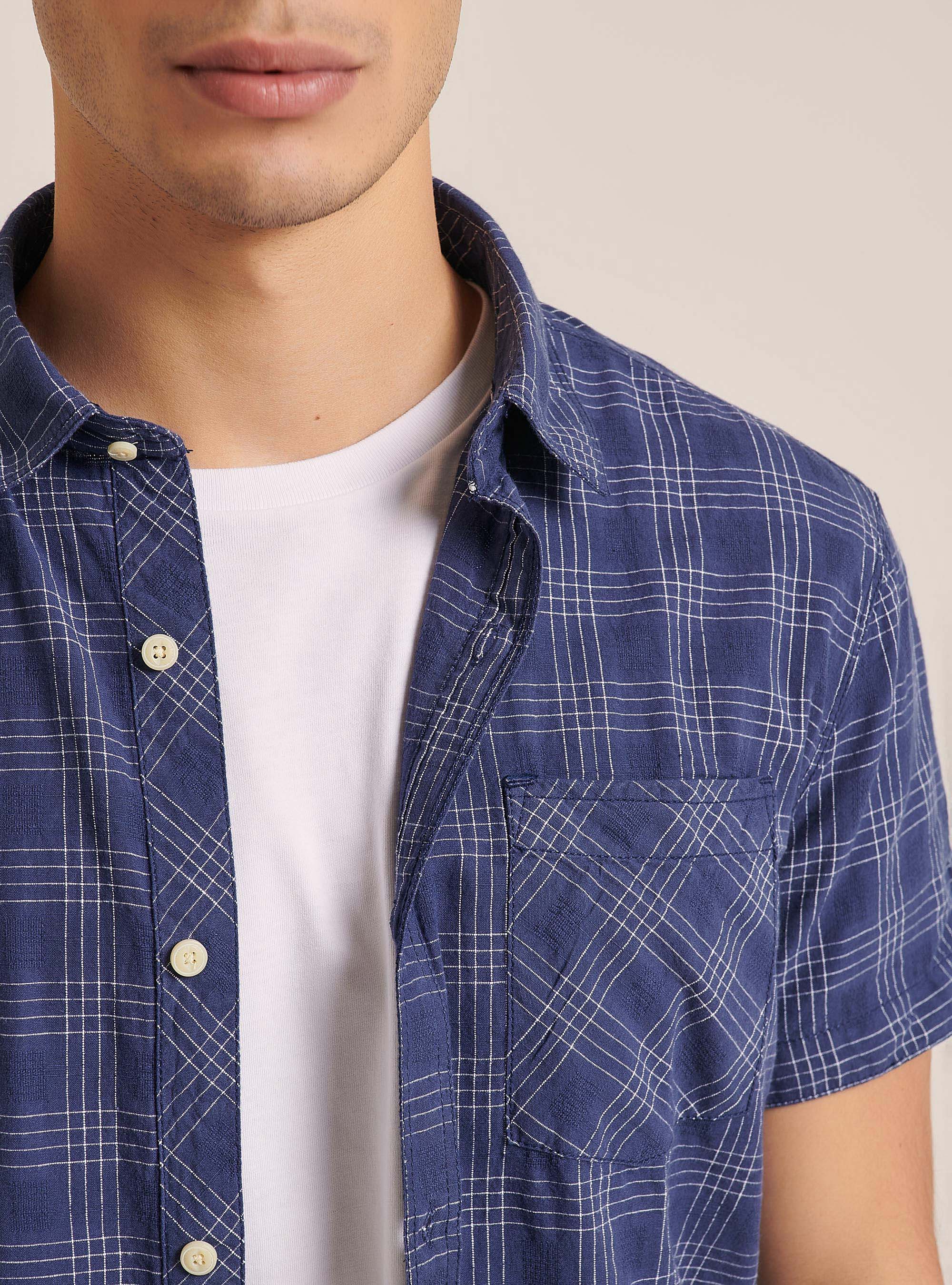 Shirt with short sleeves, BLUE