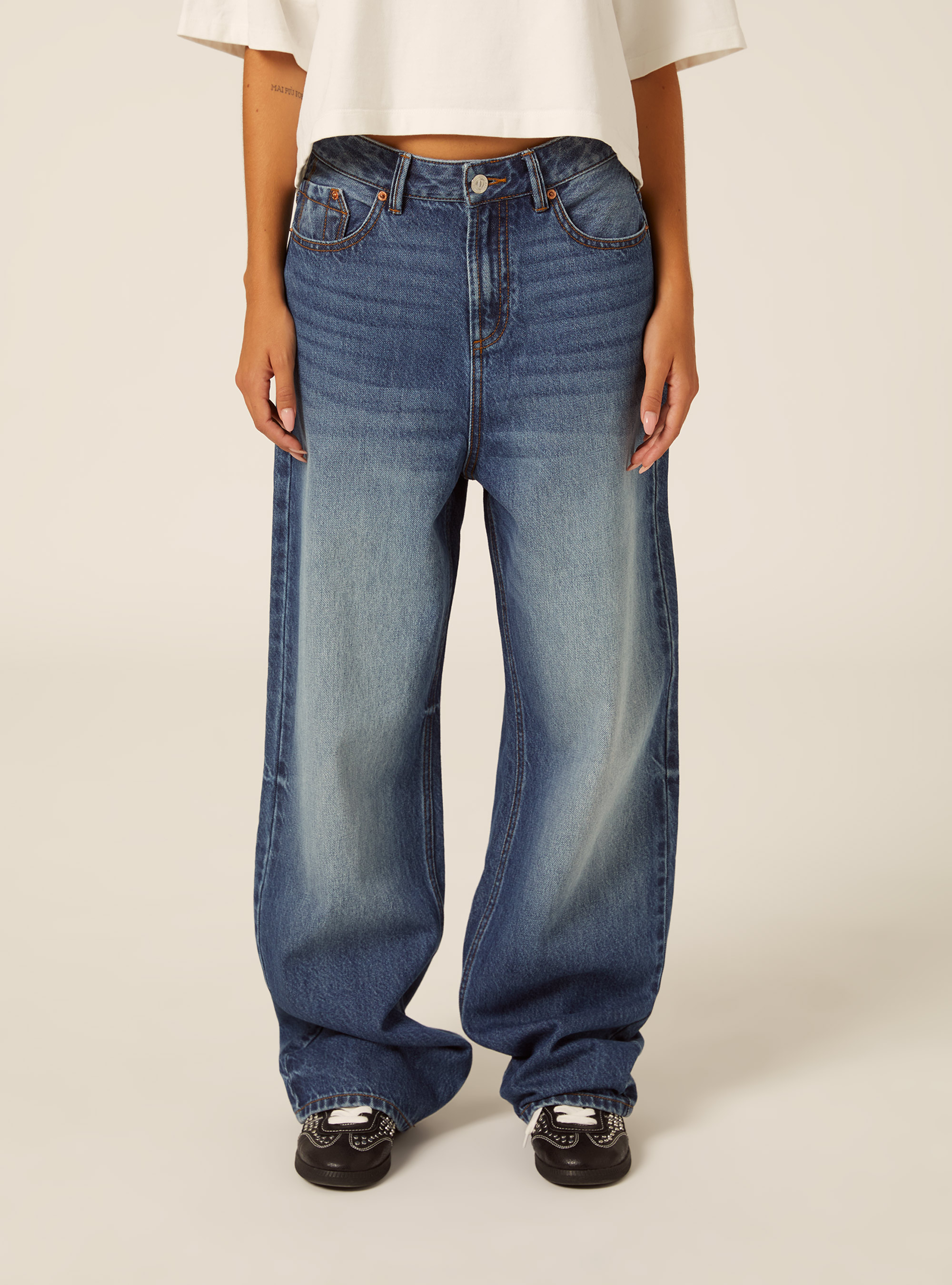 Wide leg jeans, D003 MEDIUM BLUE