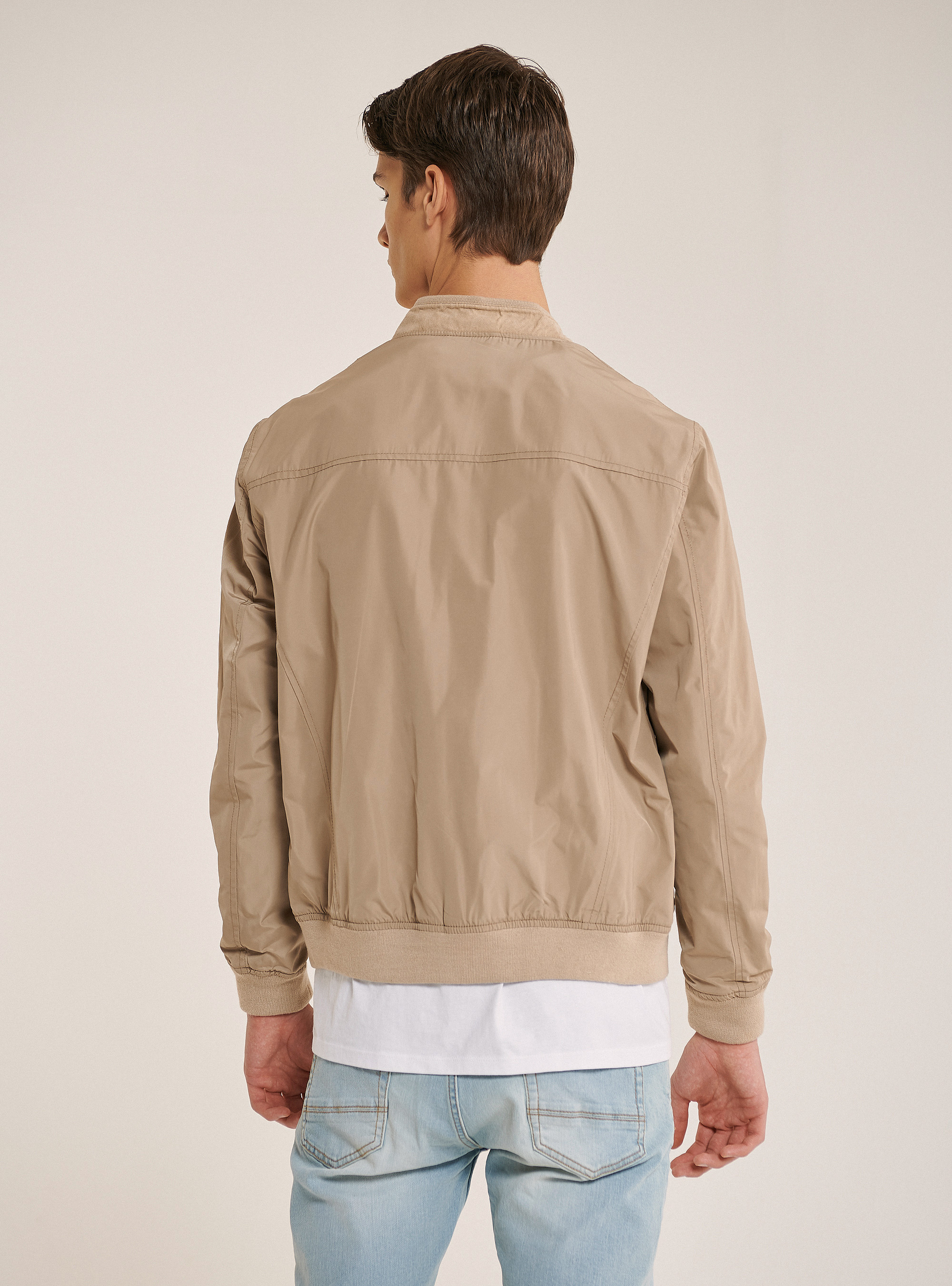 Zipped jacket in solid color, C518 BROWN