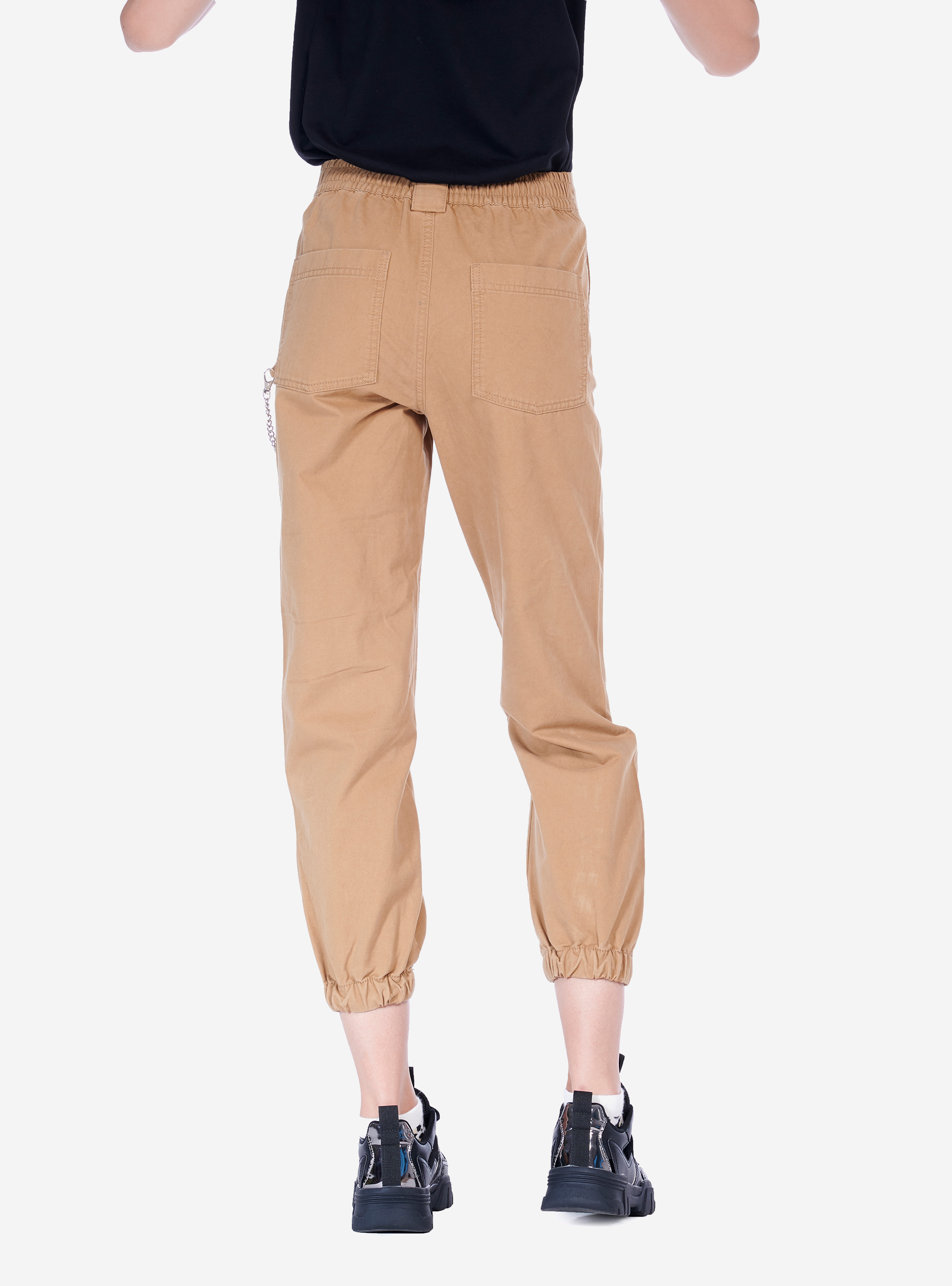 PANTS WITH ELASTIC, TOBACCO