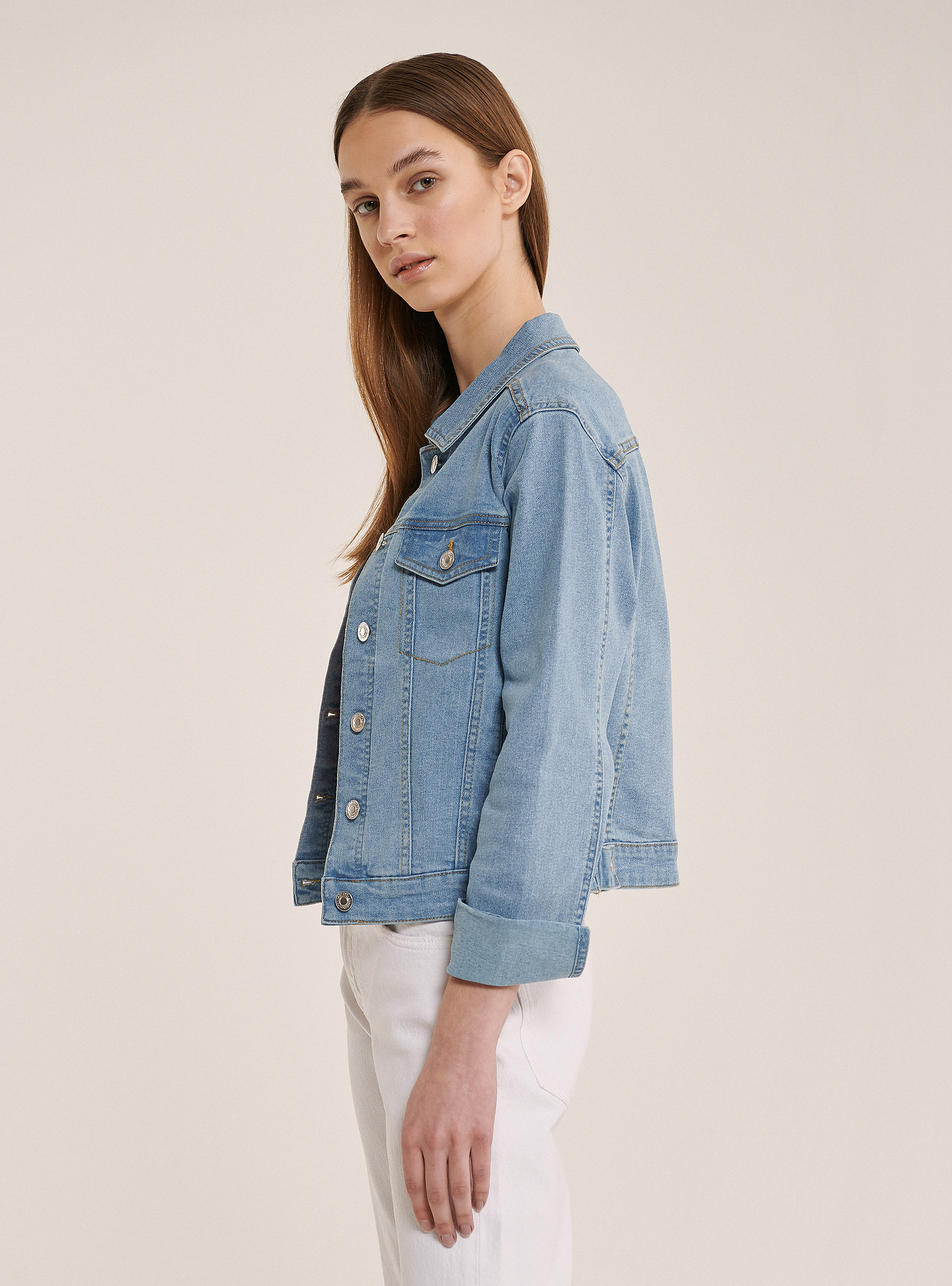 Stretch denim jacket, C196 AZZURRE