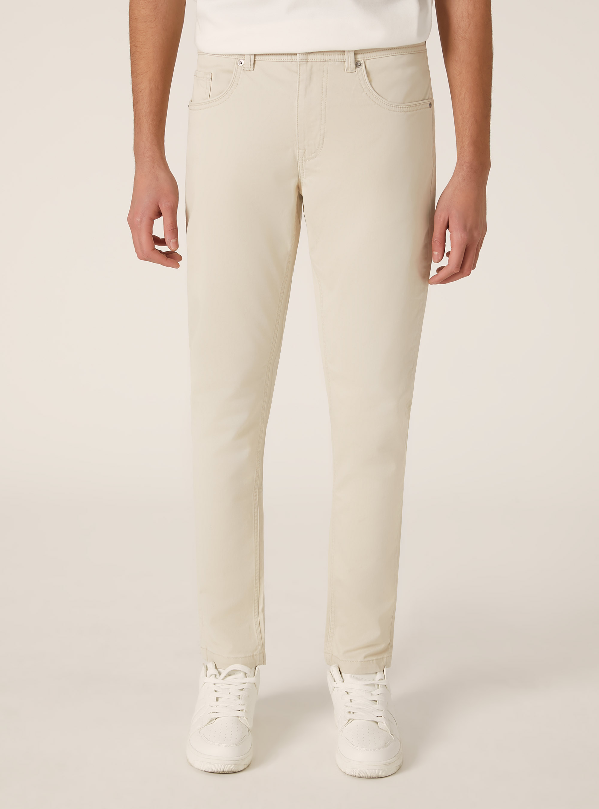 Skinny Fit Hose aus Baumwolle, SA3 SAND LIGHT