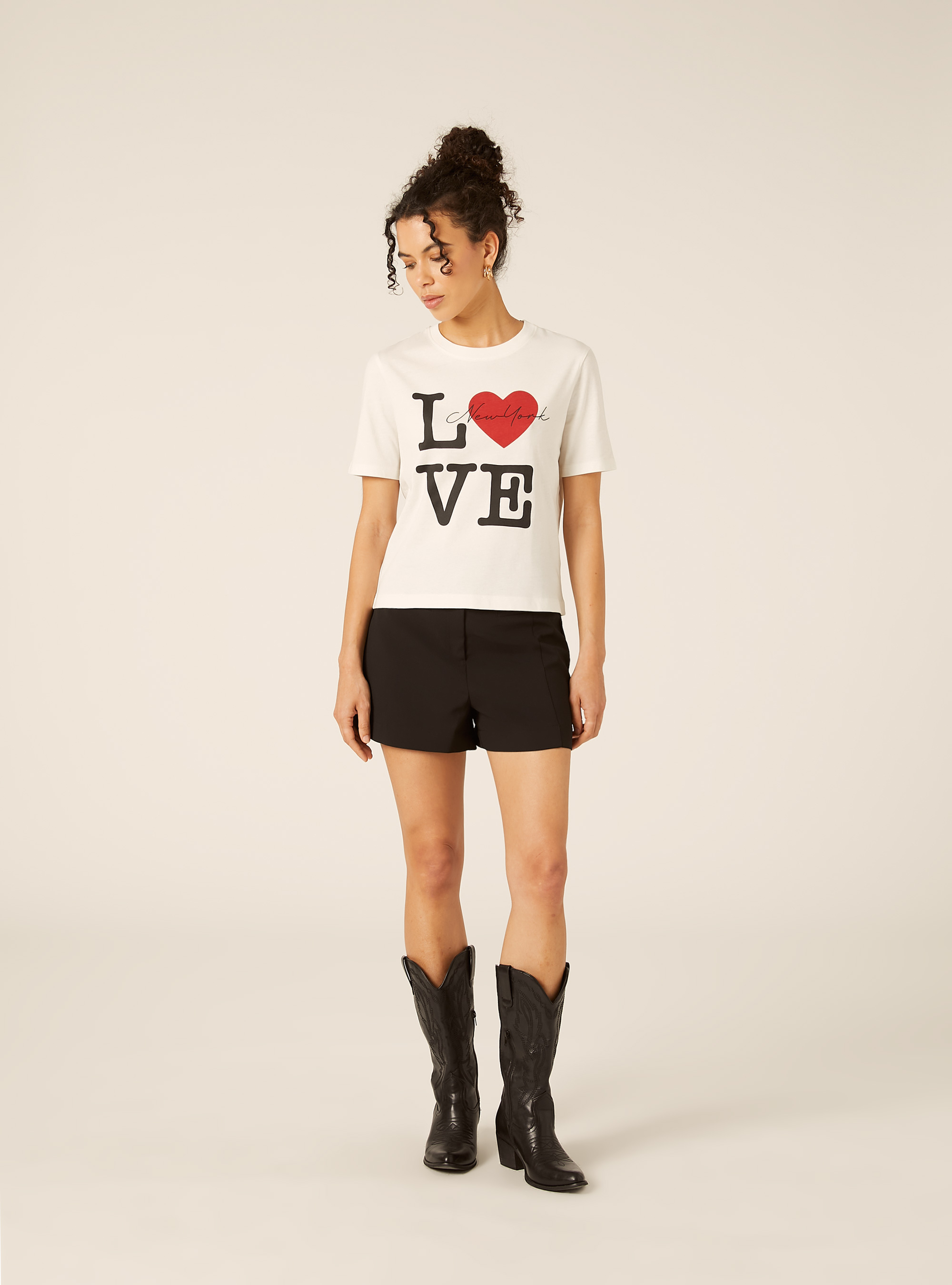 T-shirt regular con stampa i love ny, WH1 OFF WHITE