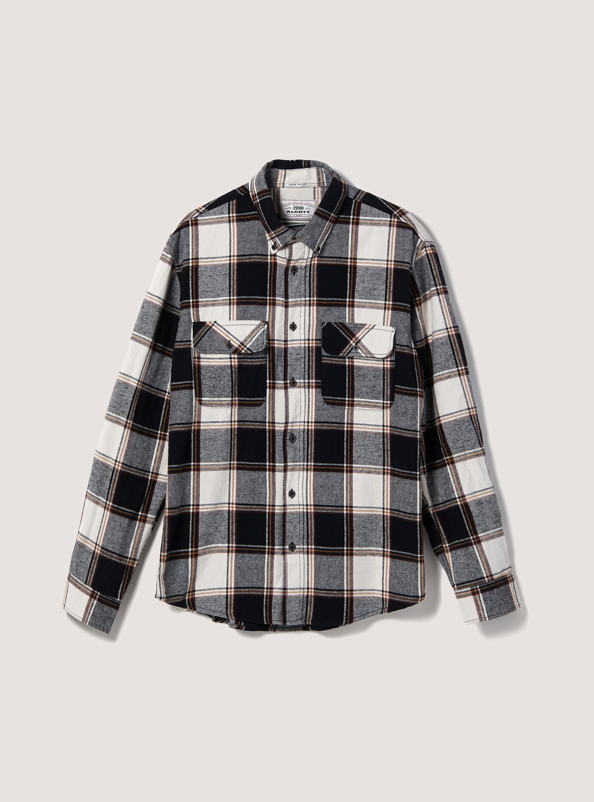 Camicia a quadri in flanella, BK1 BLACK