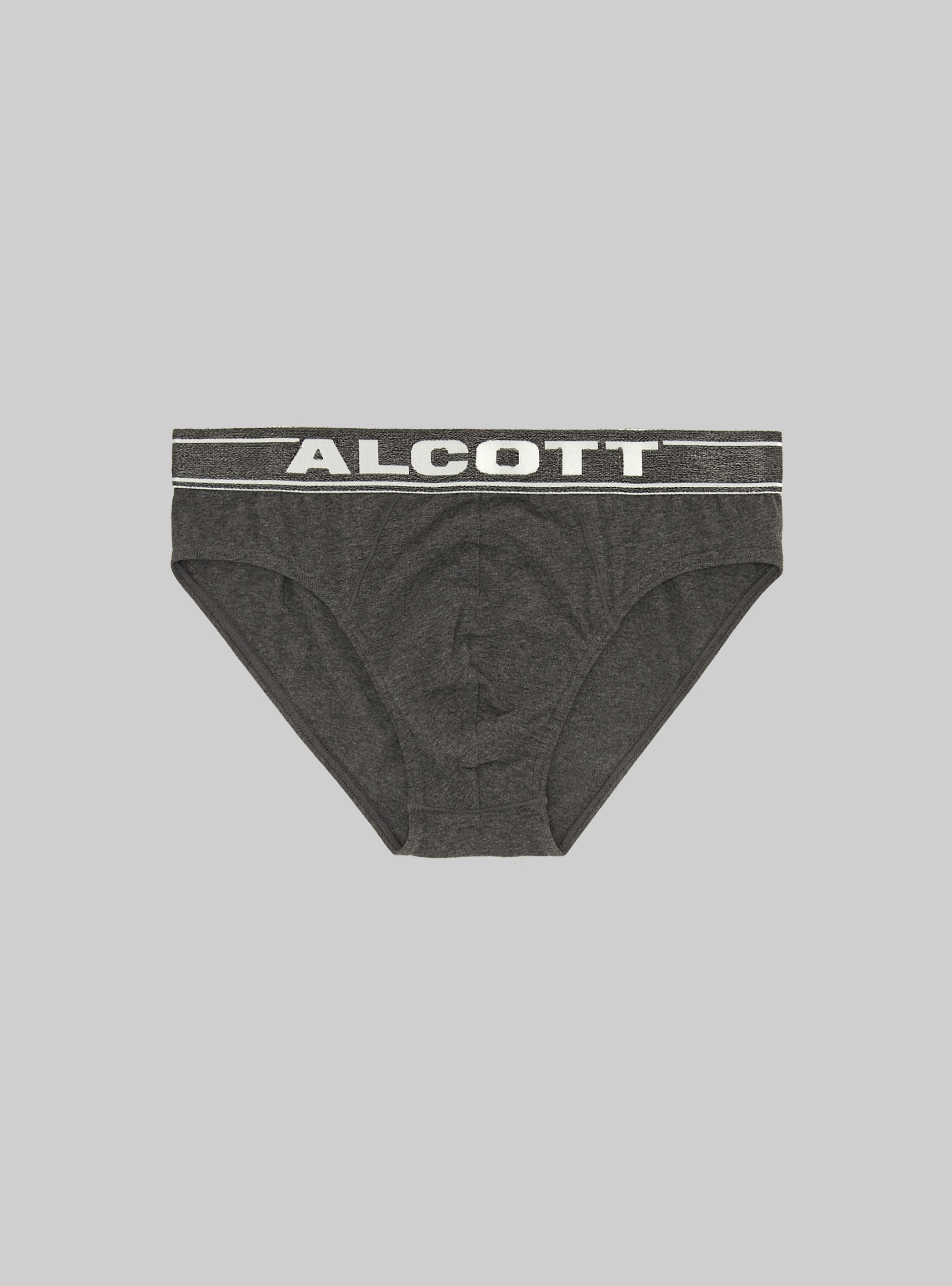 Stretch cotton briefs with logo, MGY1 GREY MEL DARK