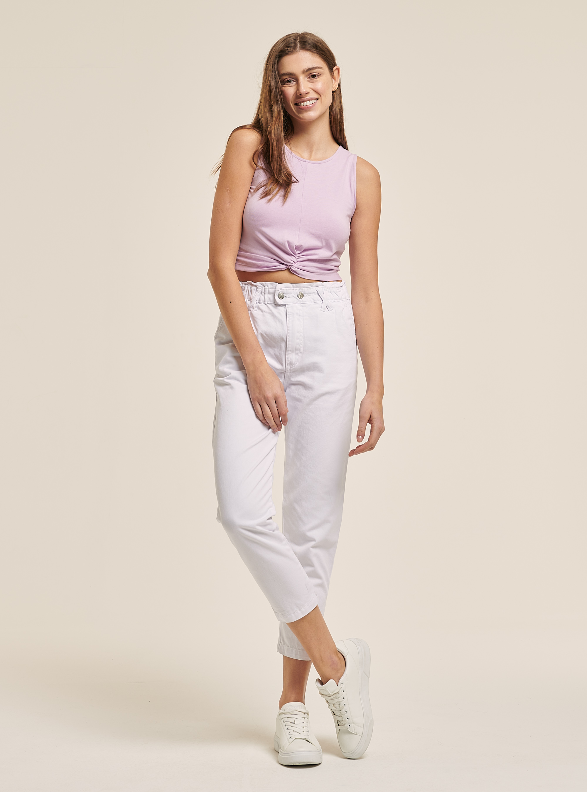 Cotton baggy trousers, WHITE