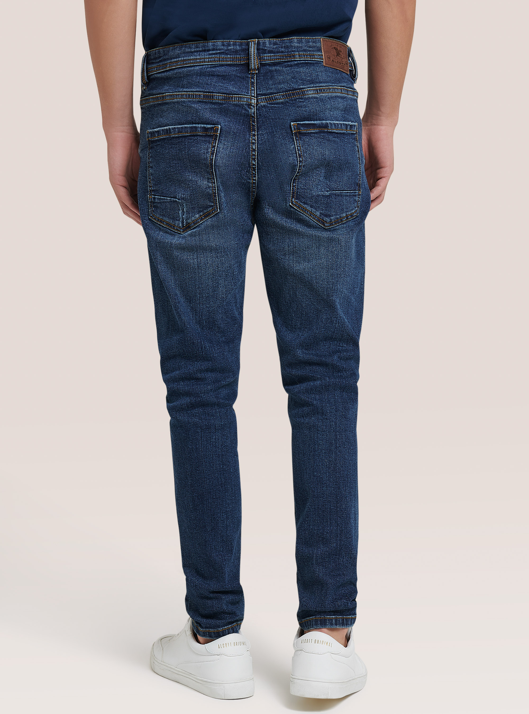 Stretch denim carrot fit jeans, BLUE NAVY