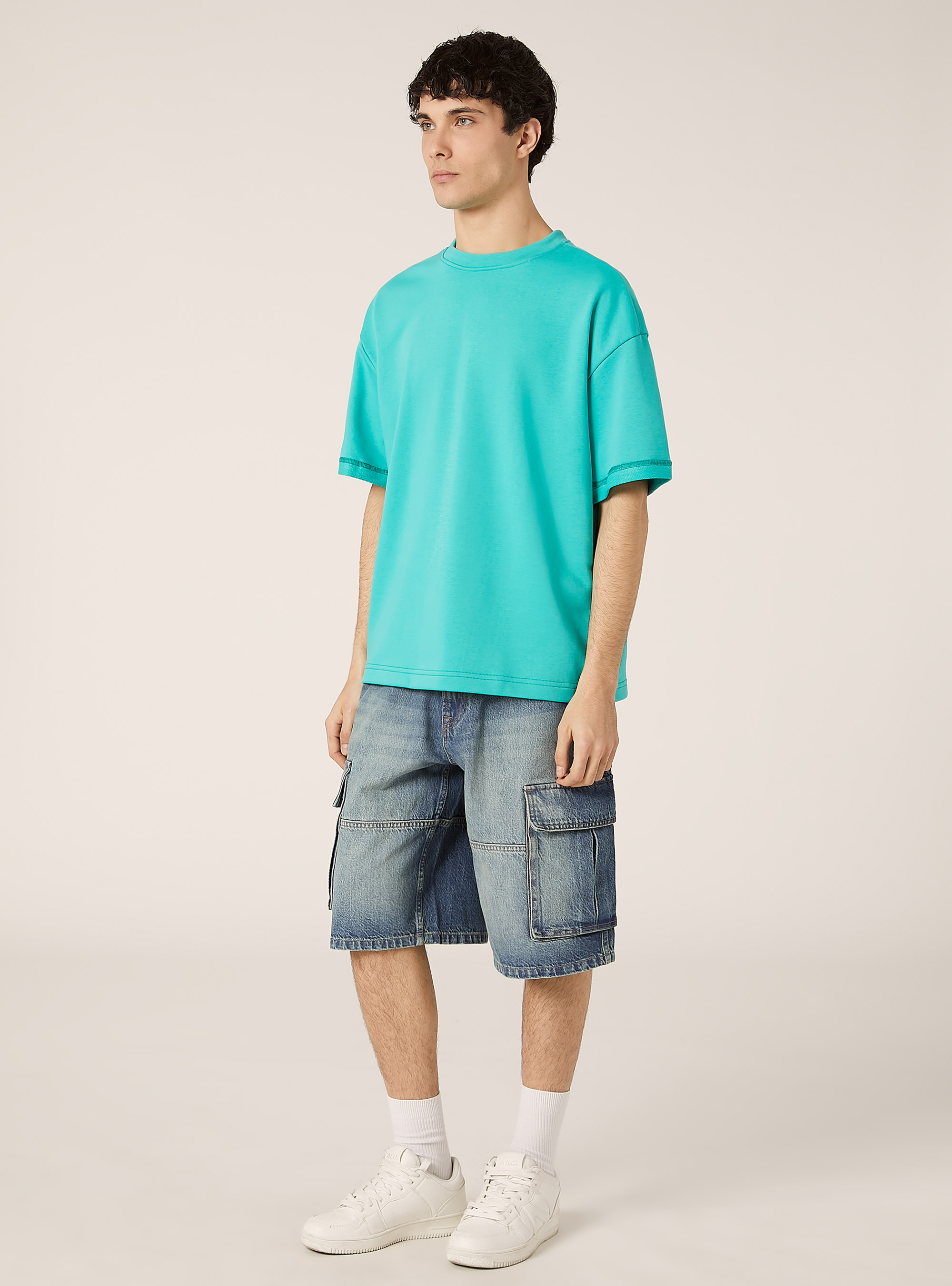 Sweatshirt boxy fit, GA1 AQUA GREEN DARK