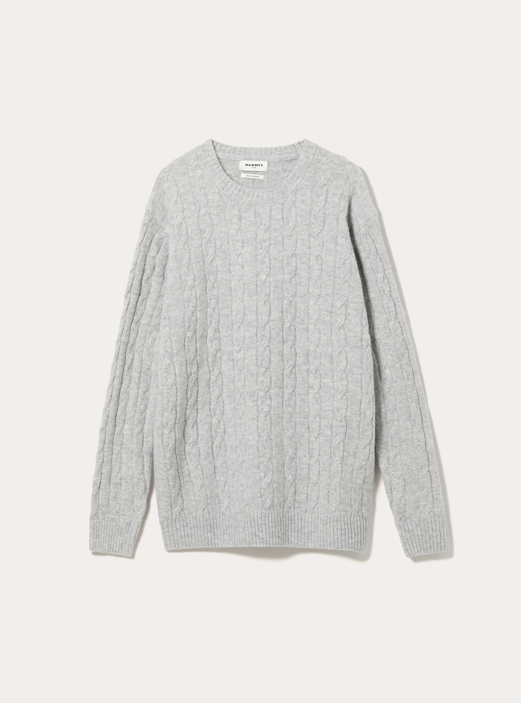 Maglione girocollo cable, MGY2 GREY MEL MEDIUM