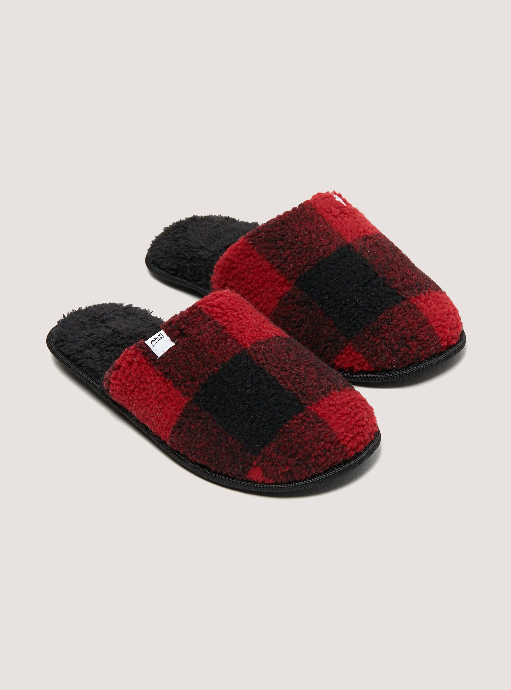 Pantofole tartan in eco pelliccia, CHECKS RED
