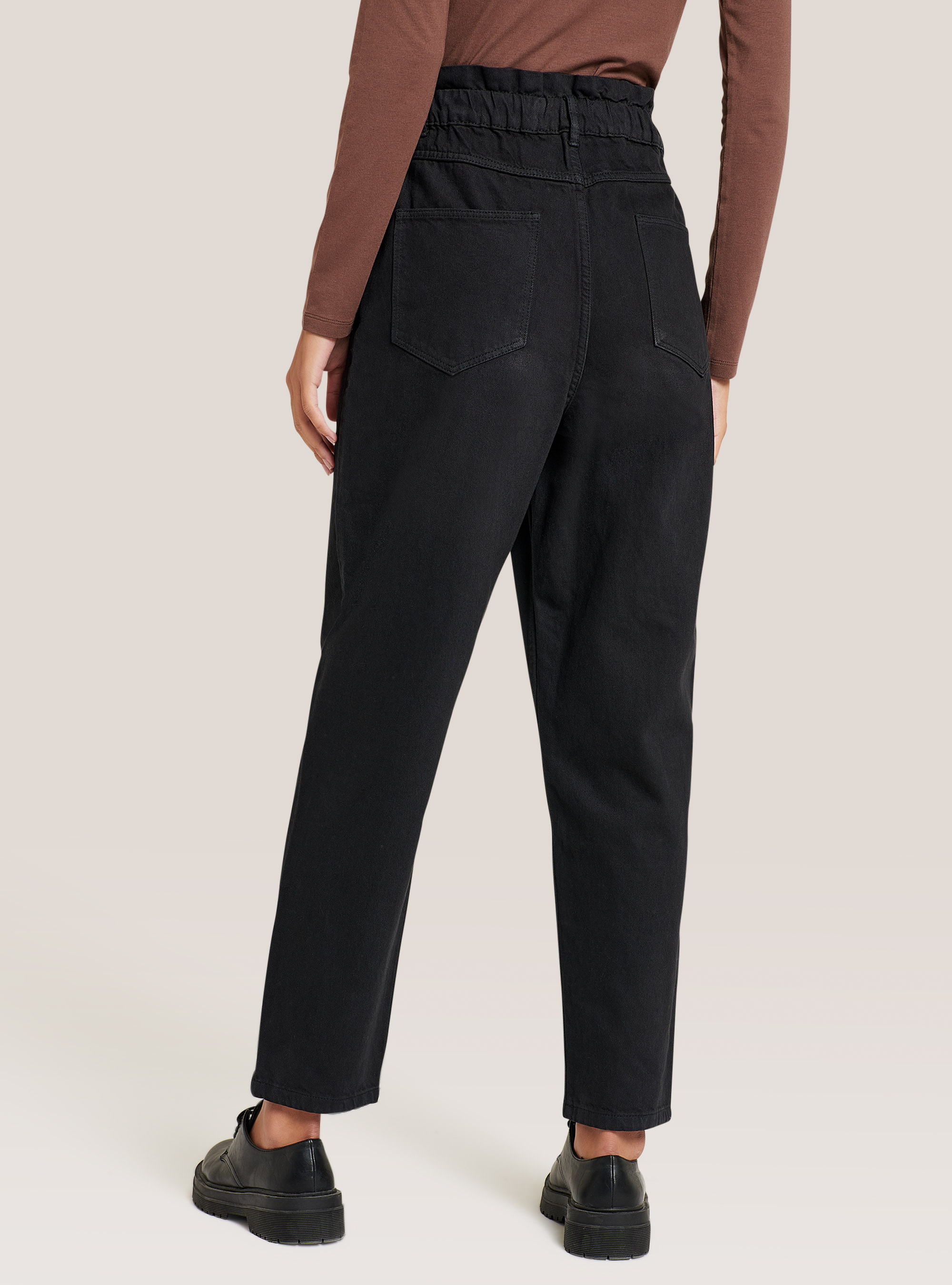 Slouchy cotton jeans, BLACK