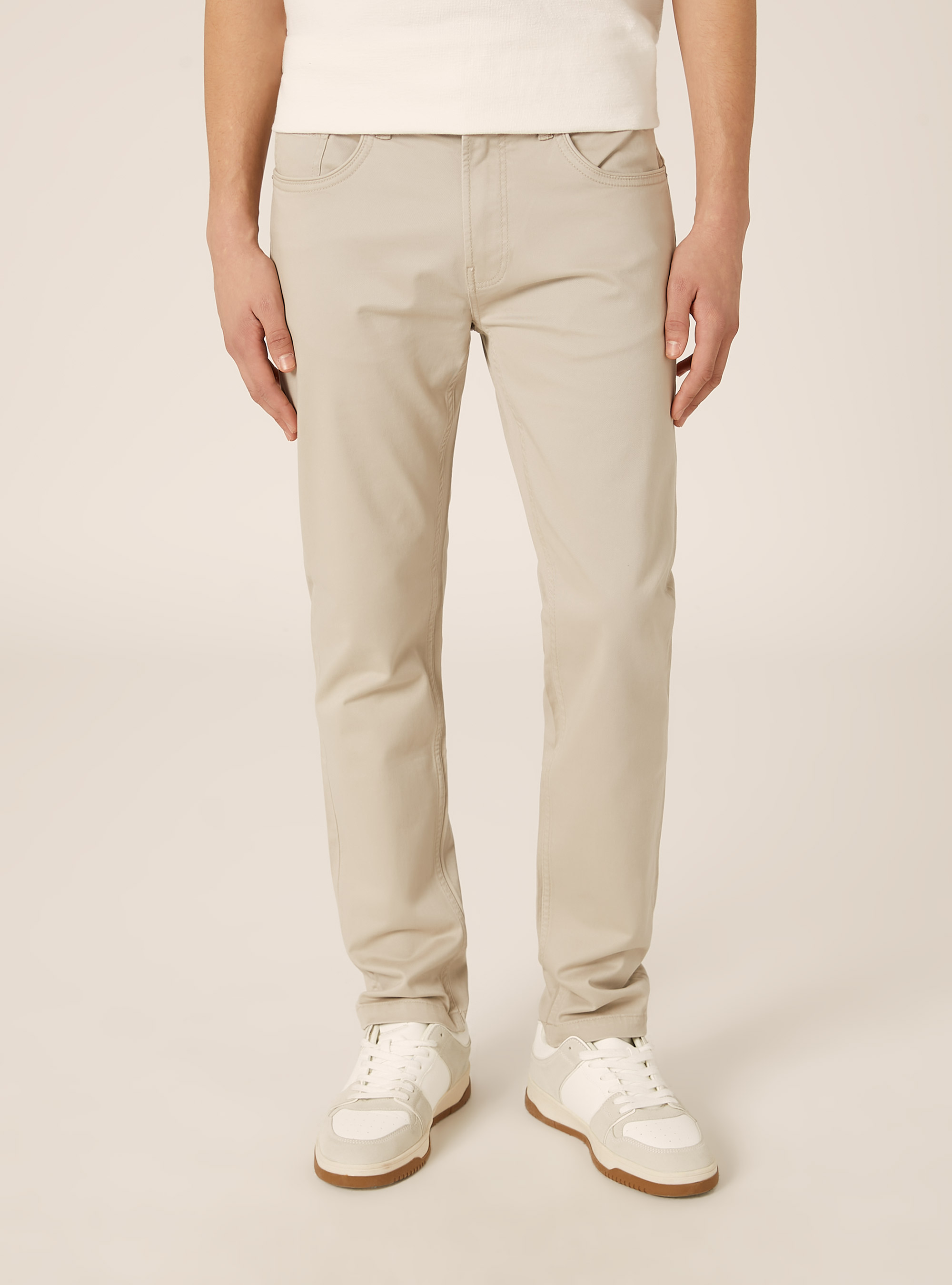 Skinny fit cotton trousers, BG3 BEIGE LIGHT