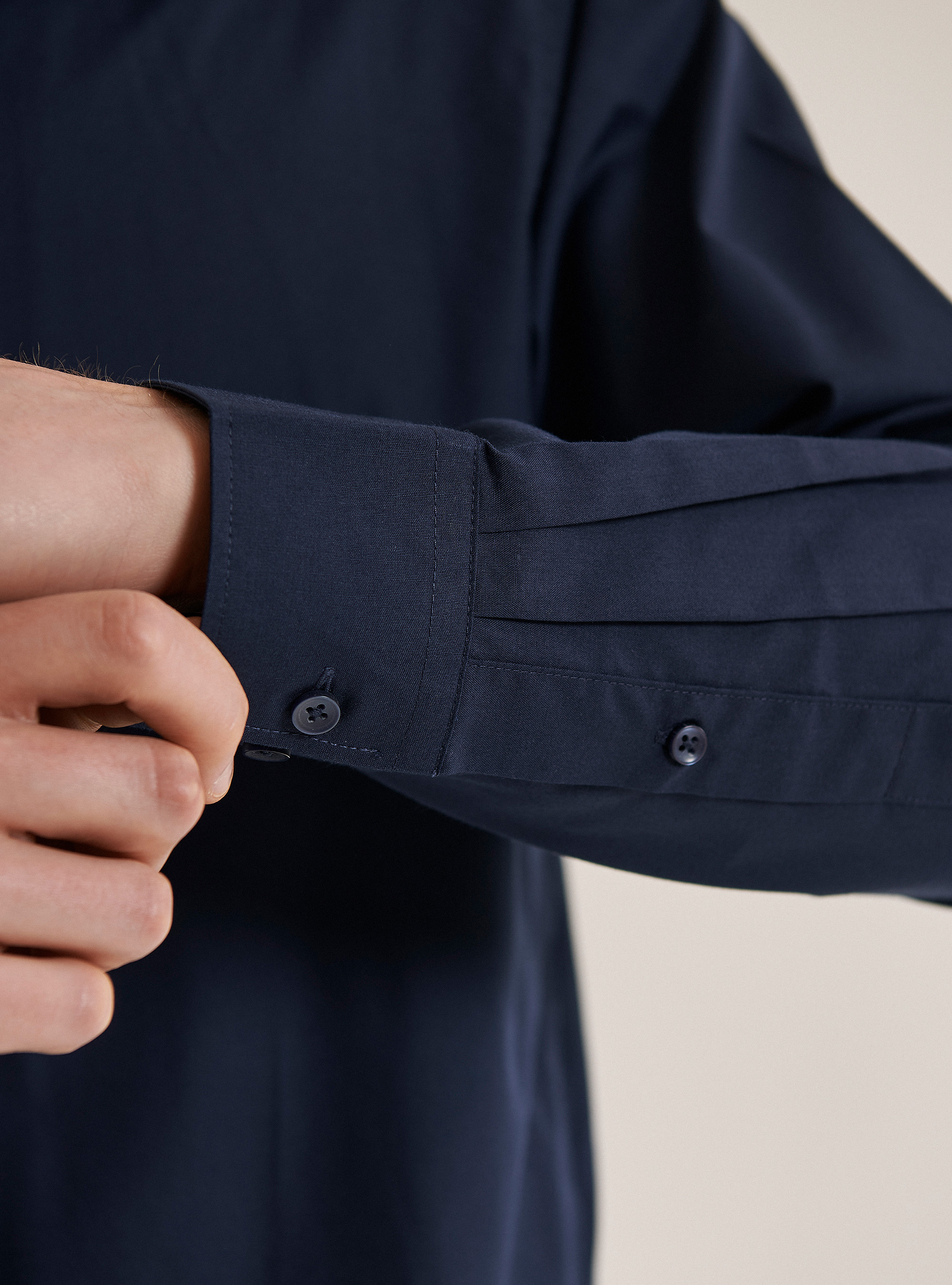 Basic solid colour long sleeves shirt, BLUE