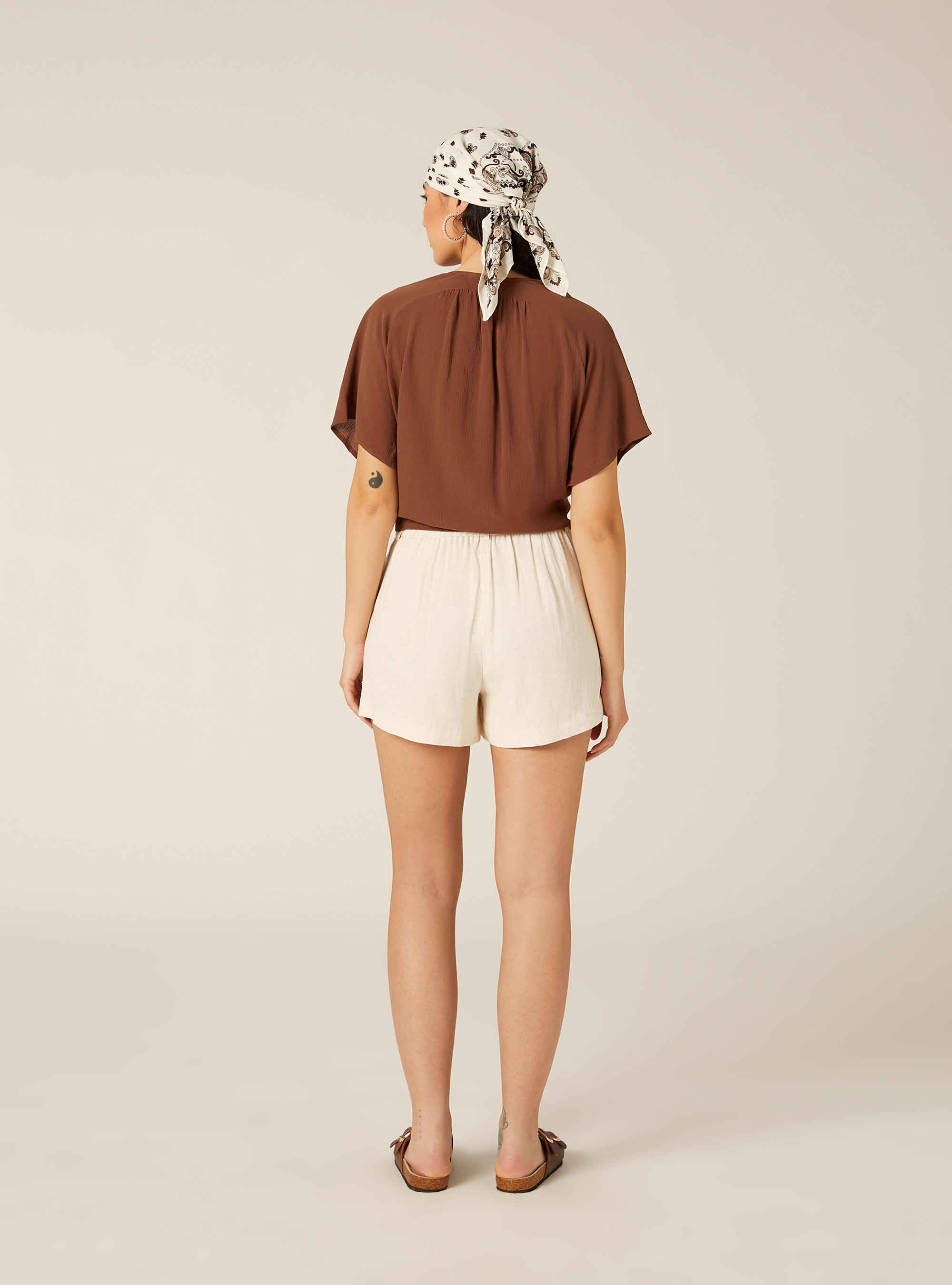 Camicia con nodo in crepe, BR2 BROWN MEDIUM