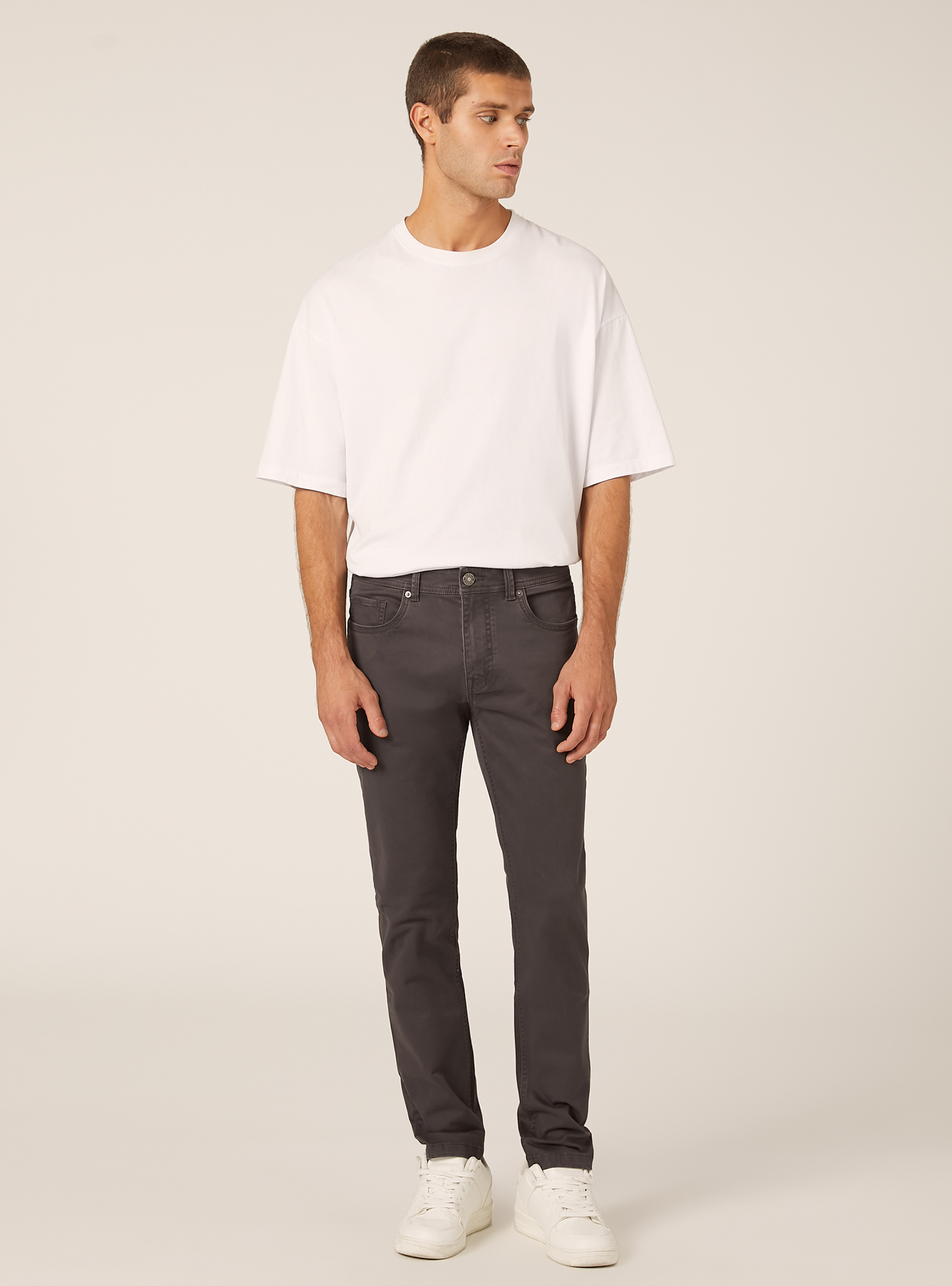 Pantalones pitillo de algodón, GY1 GREY DARK