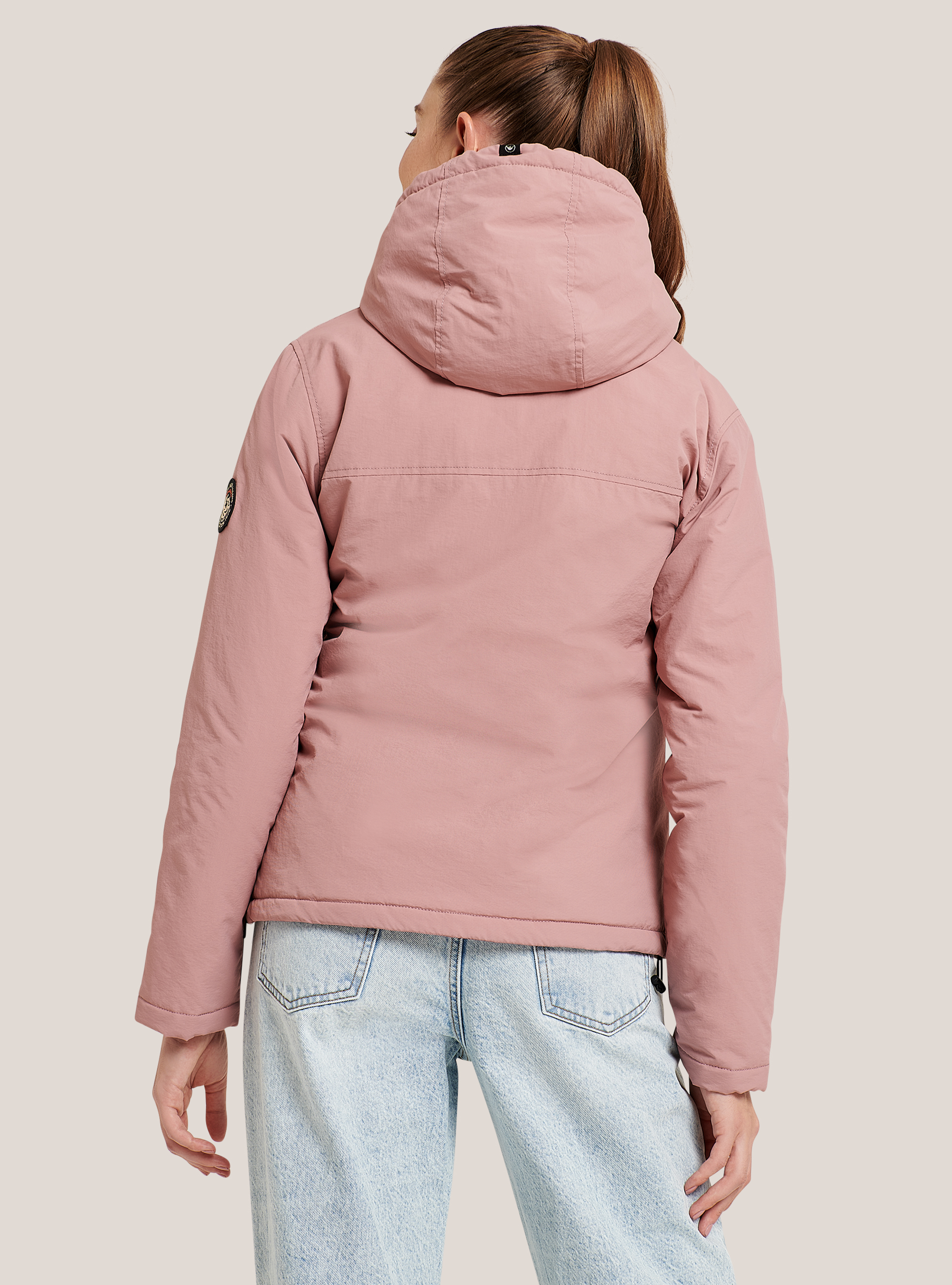 Anorakjacke mit Frontklappe mit Aufnäher und Kapuze, C500 PINK