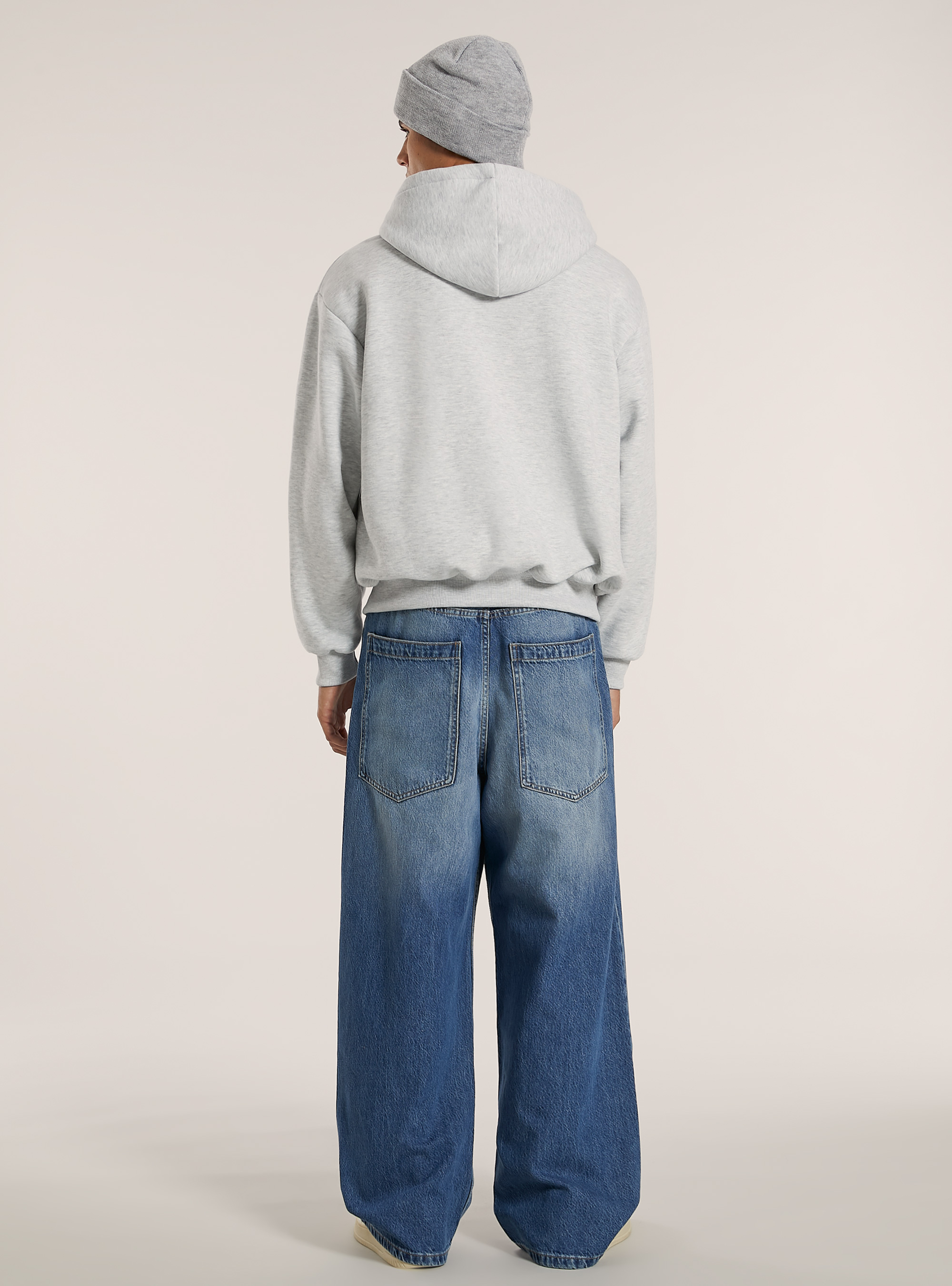 Sweatshirt mit Reißverschluss und kastenförmiger Kapuze, MGY3 GREY MEL LIGHT