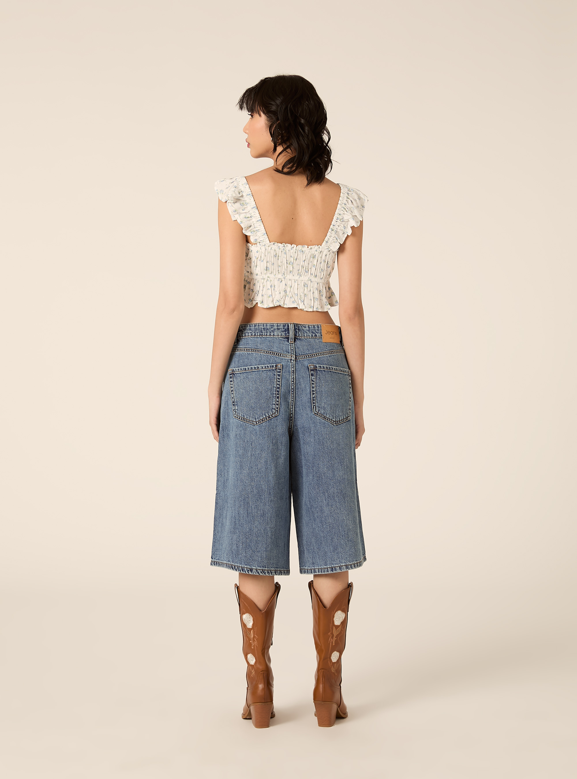 Top in crepe con volant, FLOWERS