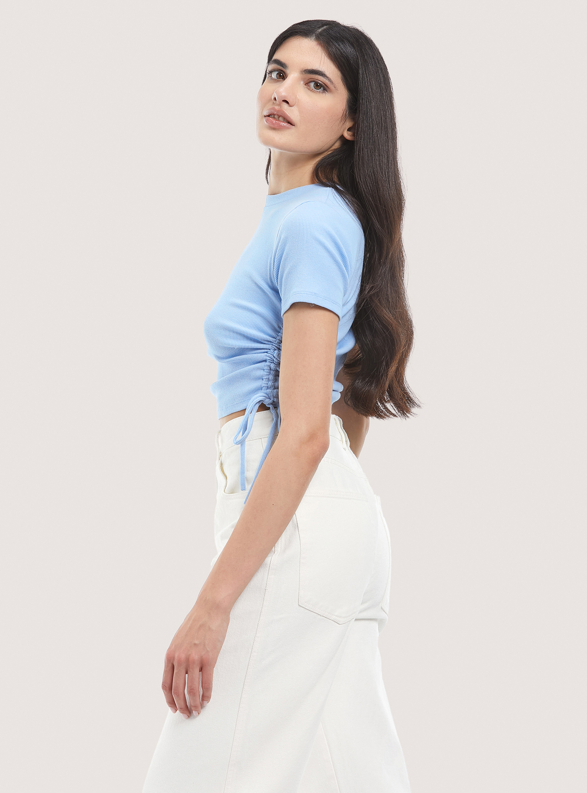 T-shirt with adjustable drawstring, C2285 AZZURRO