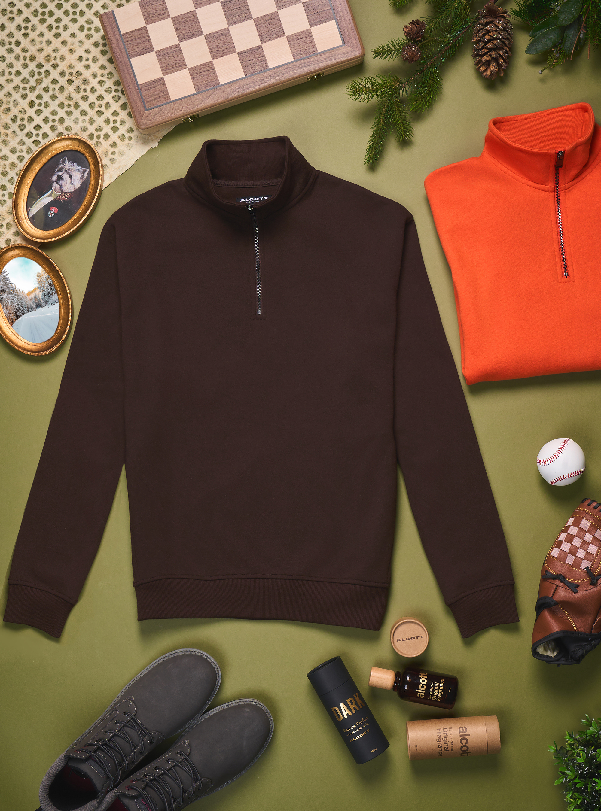 Plain-coloured half-neck sweatshirt, BR1 BROWN DARK