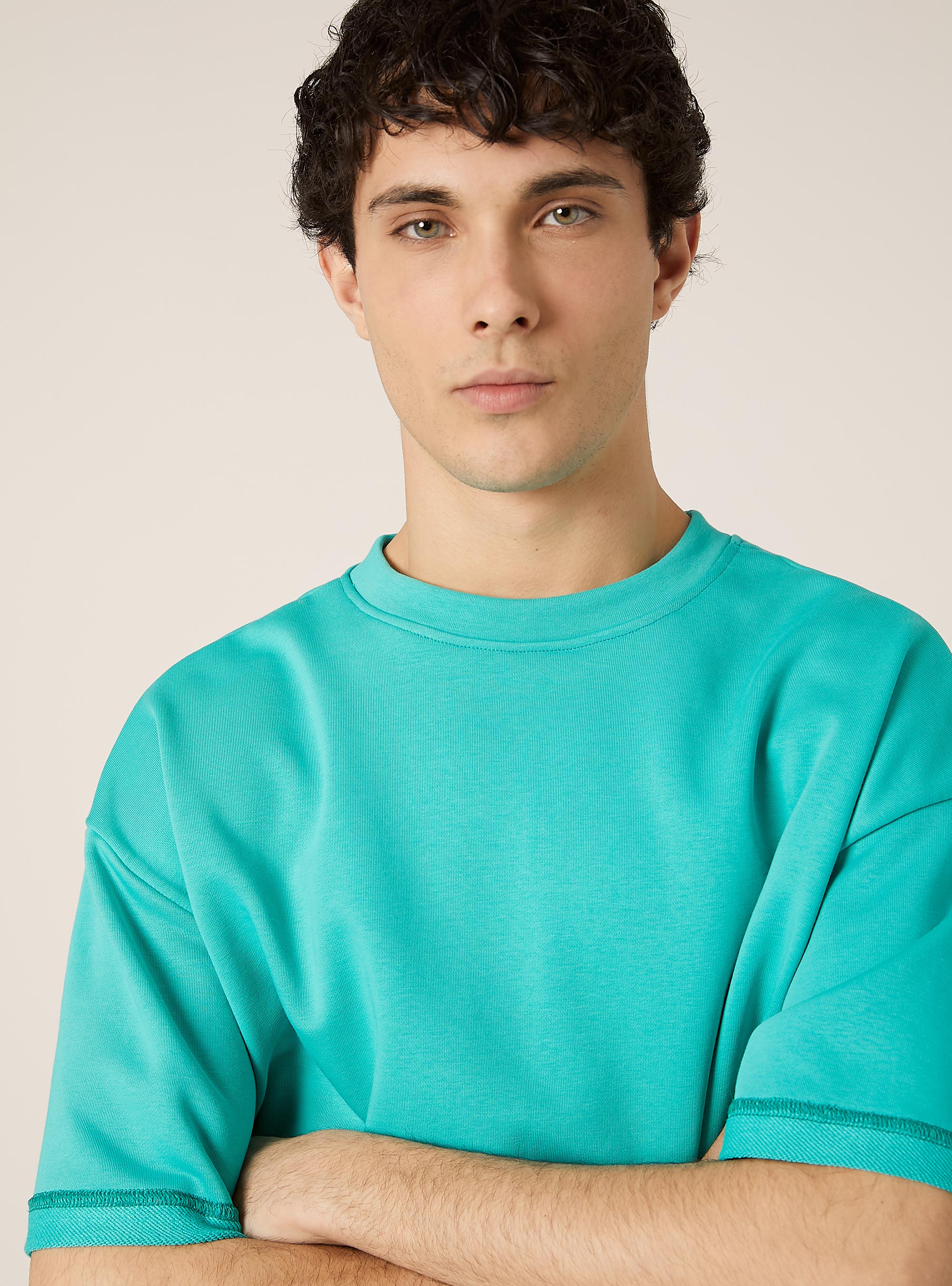 Sweatshirt boxy fit, GA1 AQUA GREEN DARK