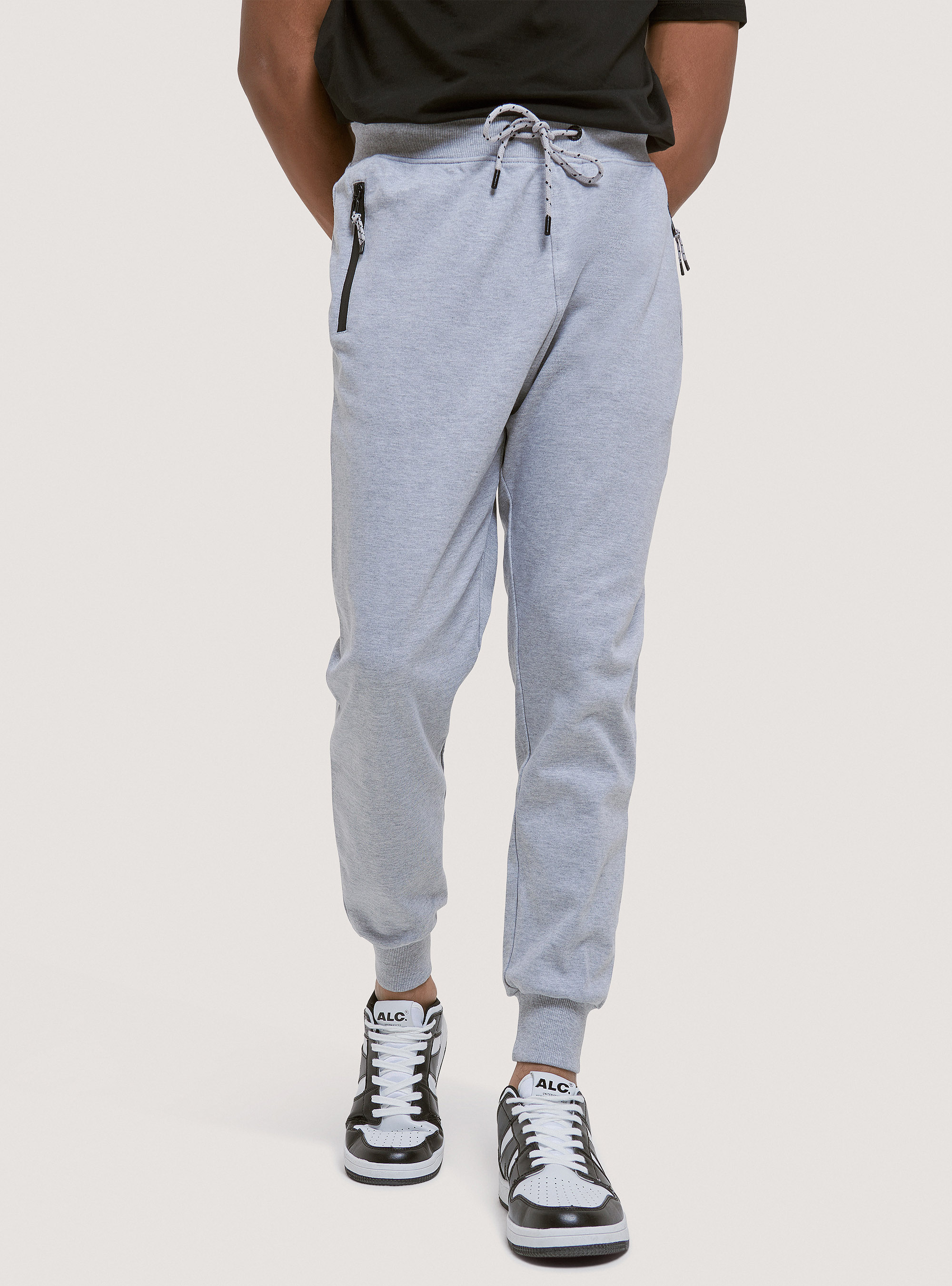 Pantalones de jogging de algodón, GRIS CLARO MELANGE