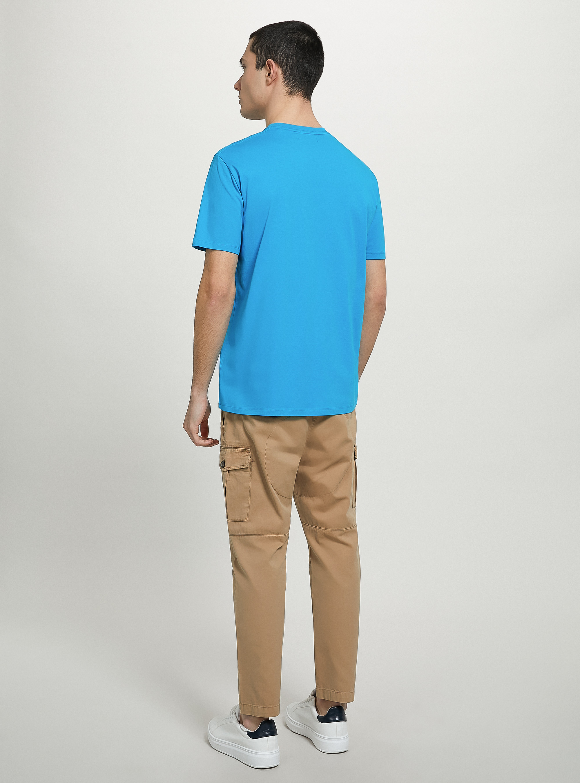 Maglietta girocollo in cotone sostenibile, AZ2 AZURE MEDIUM