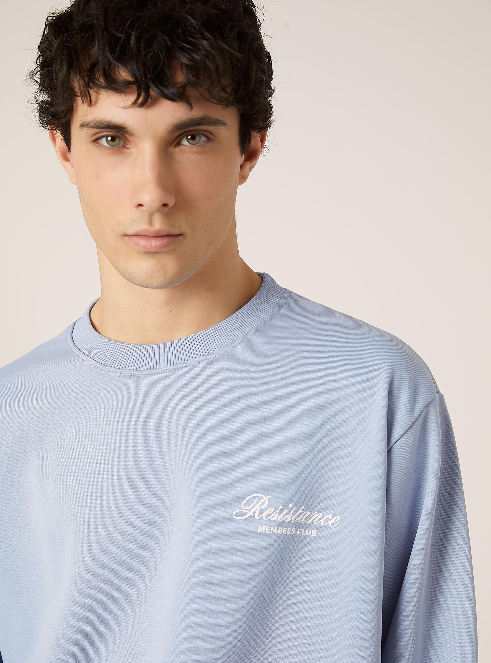 Boxy fit sweatshirt with print, AZ3 AZURE LIGHT