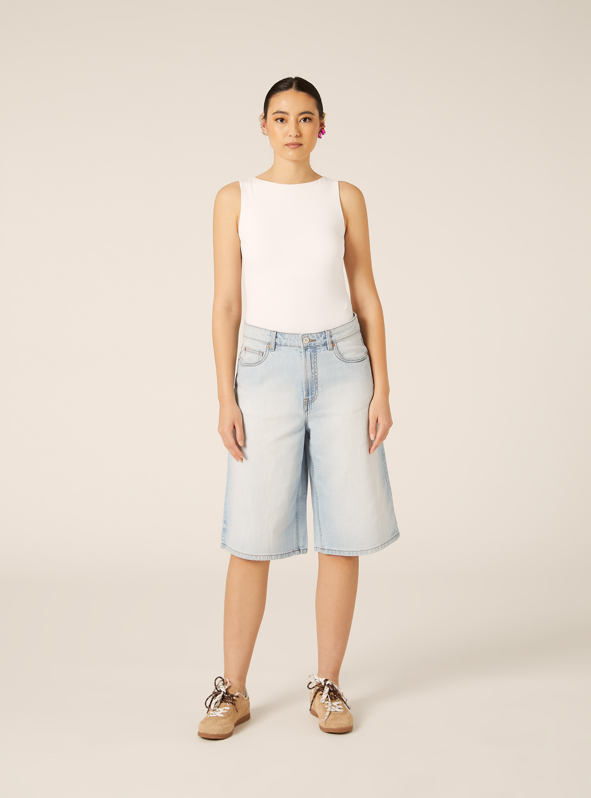 Bermuda jort in denim, D006 AZURE