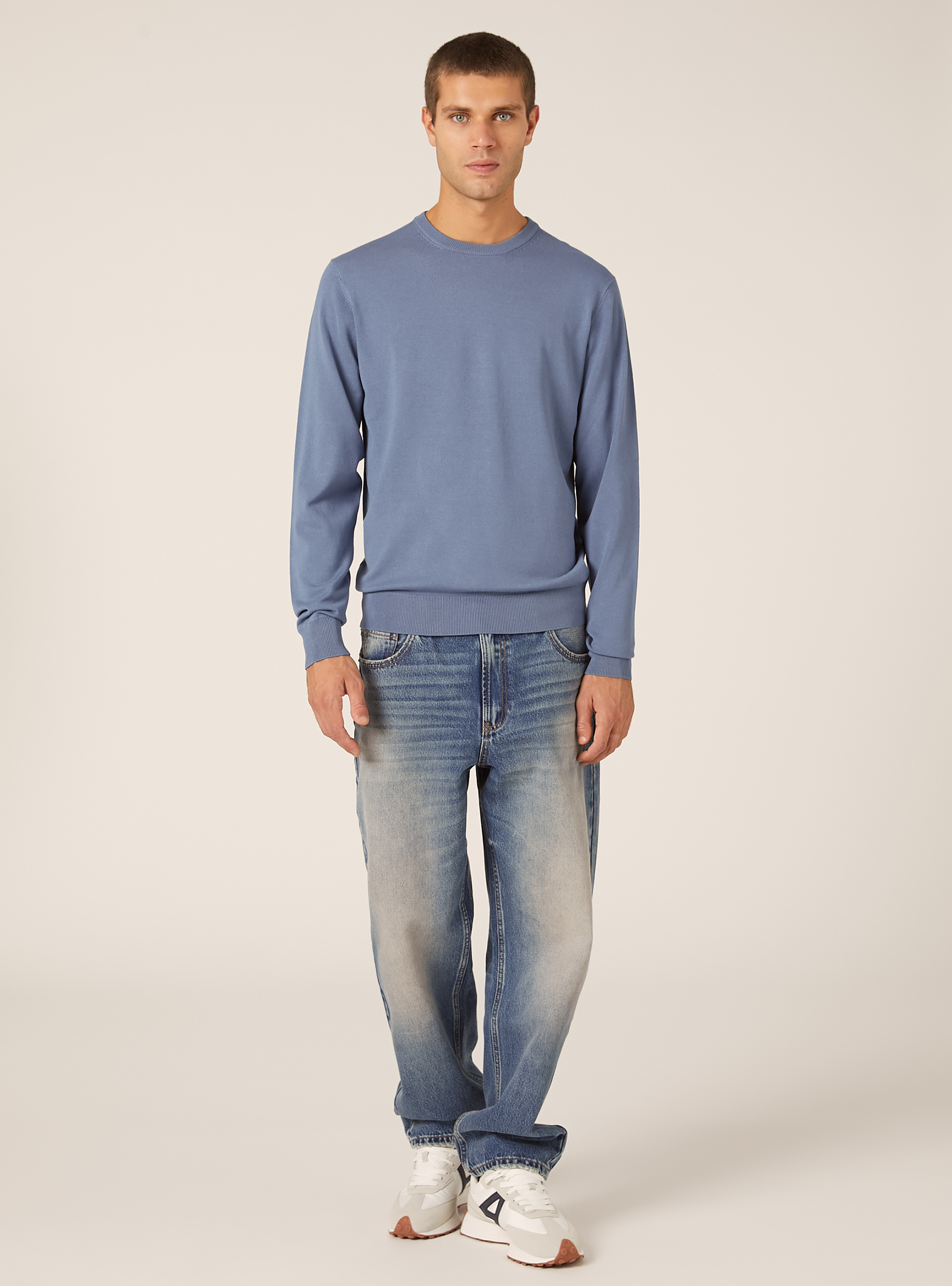 Jersey de cuello redondo de viscosa Ecovero, IN2 INDIGO MEDIUM