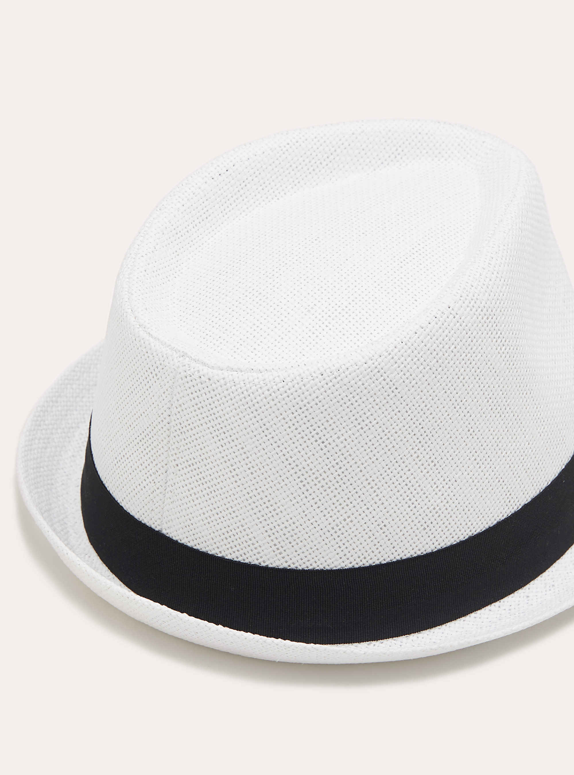 Cappello effetto rafia con banda a contrasto, WH3 WHITE