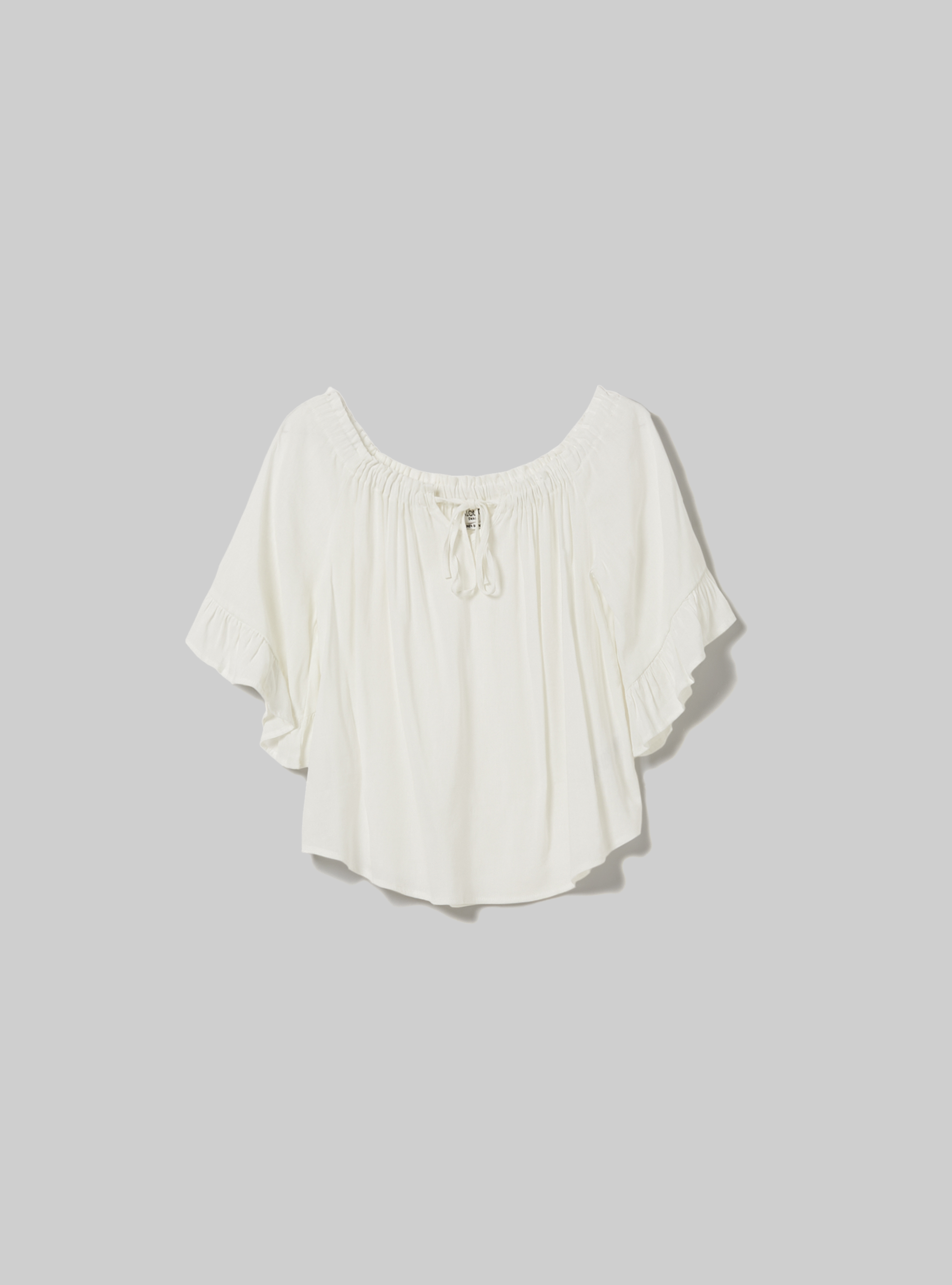 Linen blend blouse with bardot neckline, WH2 WHITE